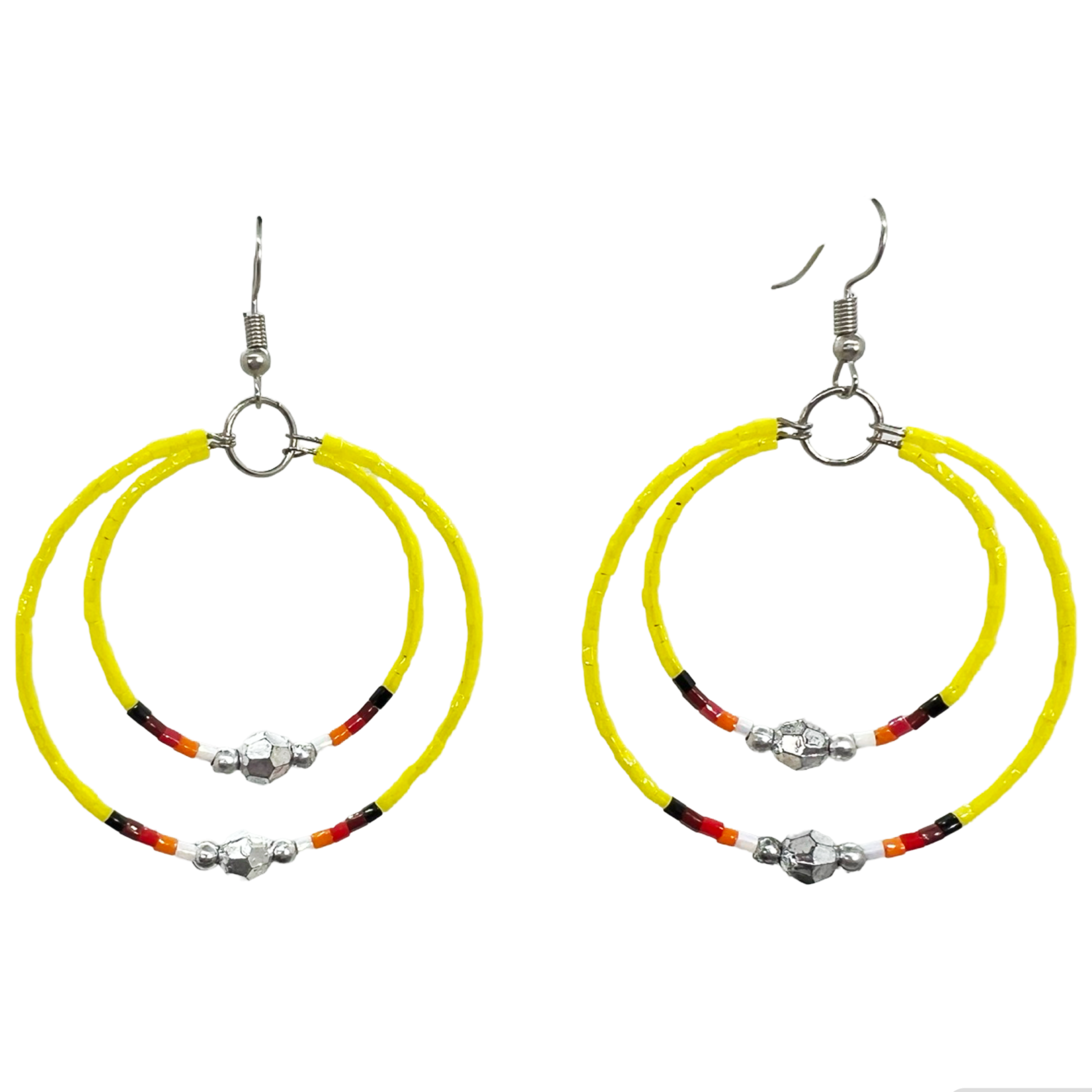 MEMORY WIRE CUT GLASS DOUBLE HOOP EARRINGS