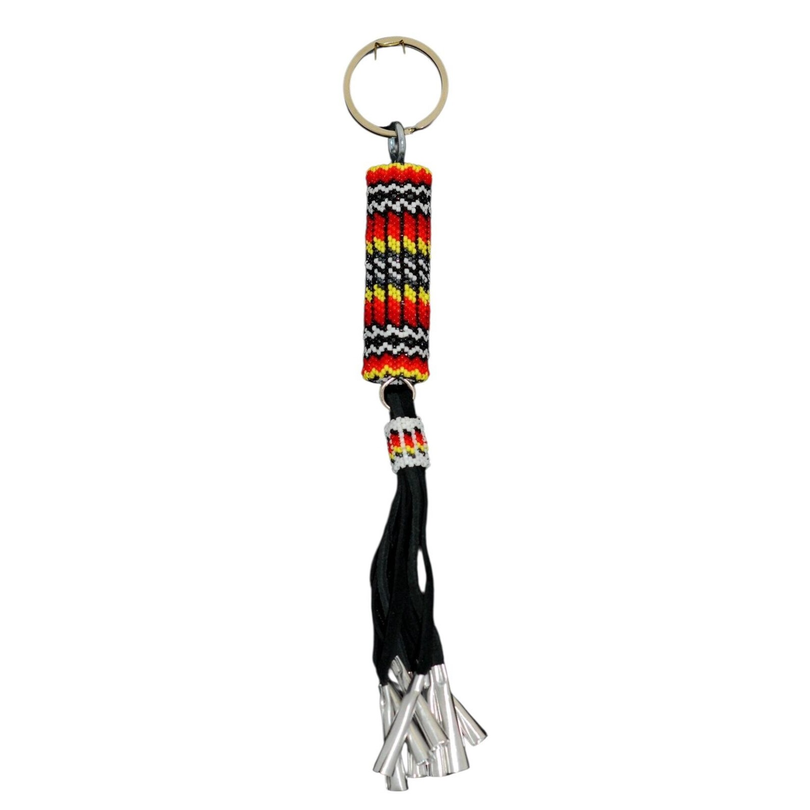 BEADED BARREL KEYCHAIN WITH JINGLE DANGLE