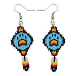 BRICK STITCH EARRING - WOLF PAW W/ FEATHER