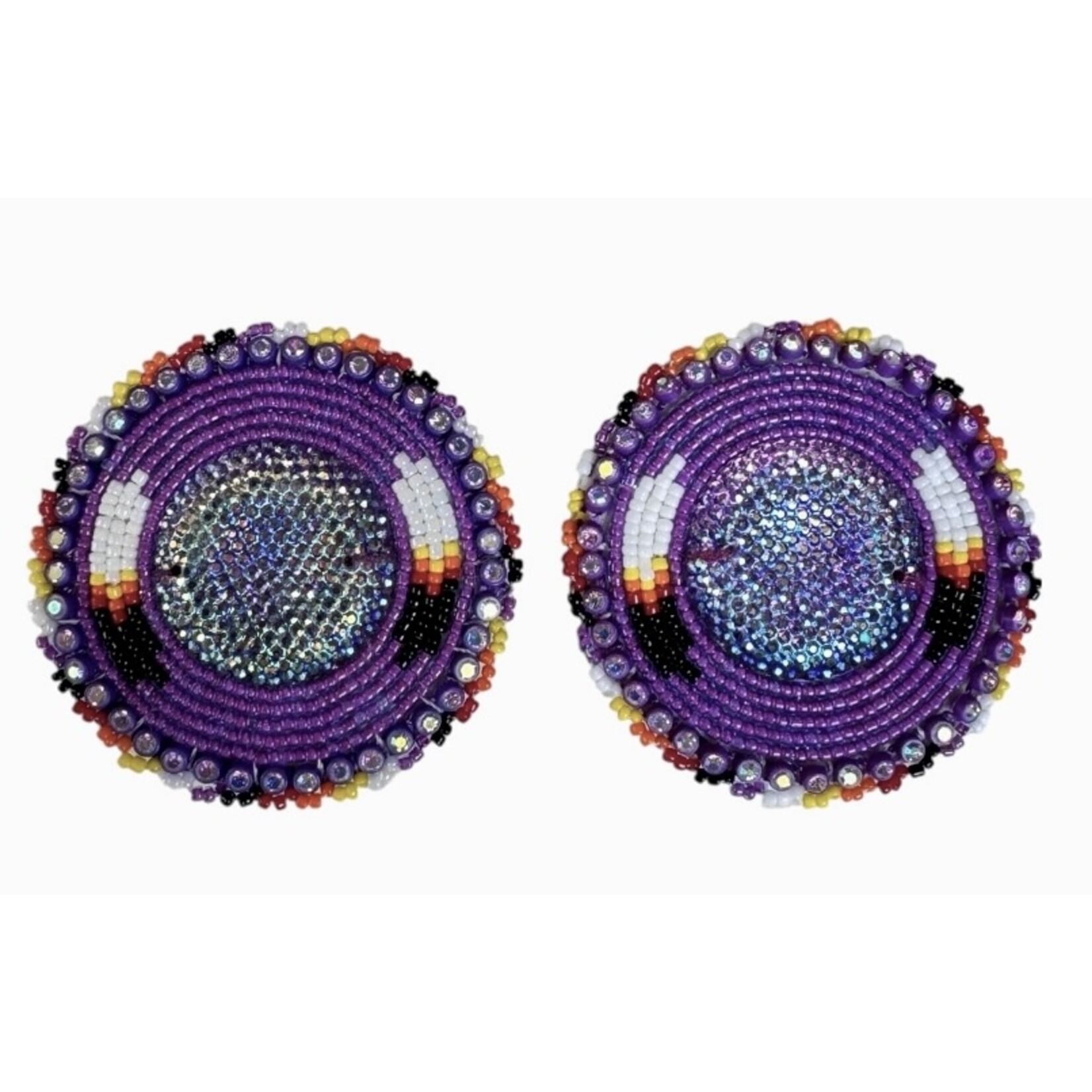 GLAM EARRING - FEATHER ROUND