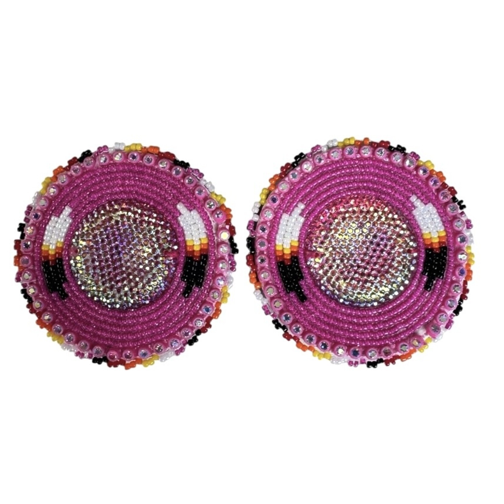 GLAM EARRING - FEATHER ROUND