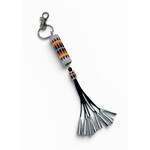 BEADED BARREL KEYCHAIN WITH JINGLE DANGLE