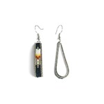 INLAY BEADED  DANGLE  HOOP EARRINGS