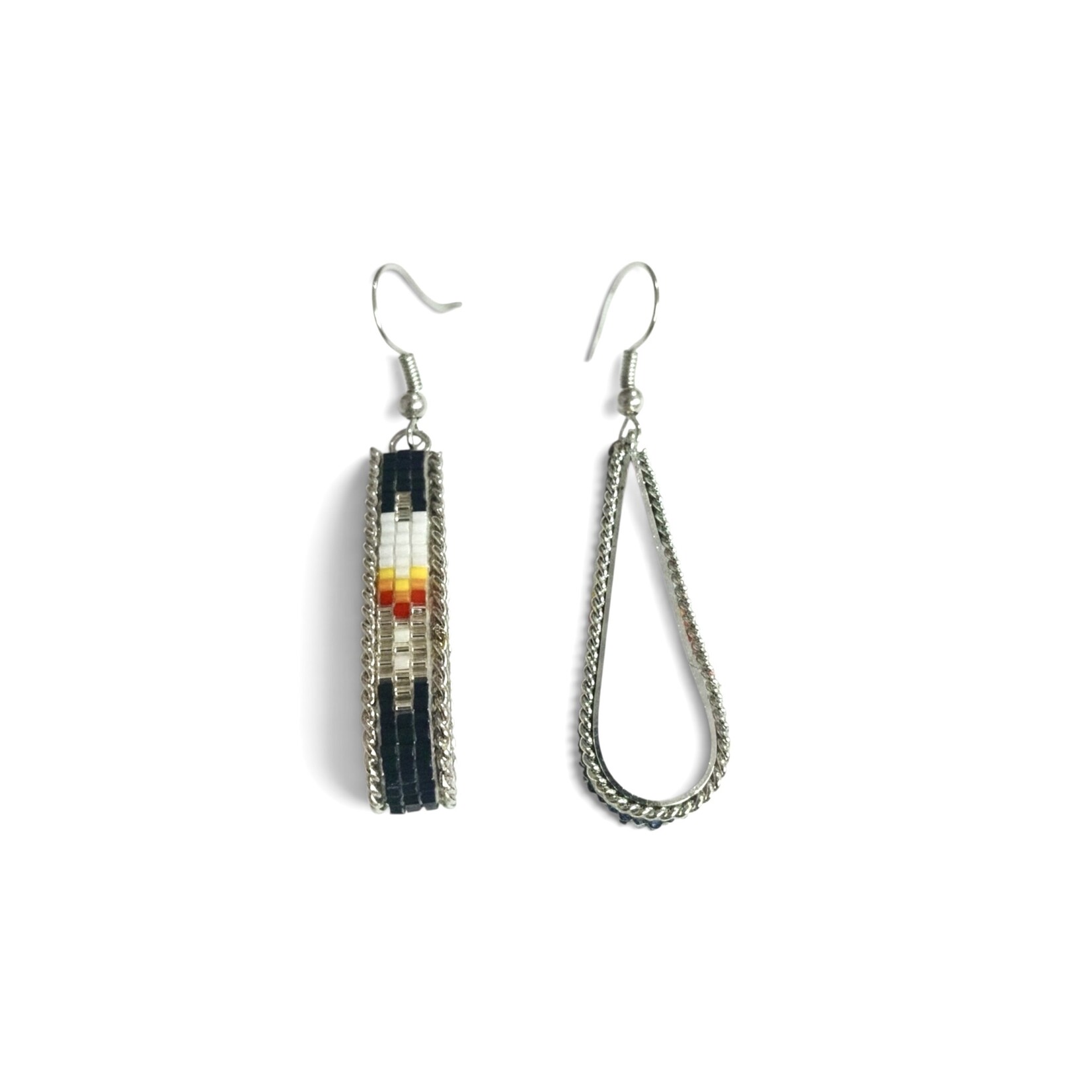 INLAY BEADED  DANGLE  HOOP EARRINGS