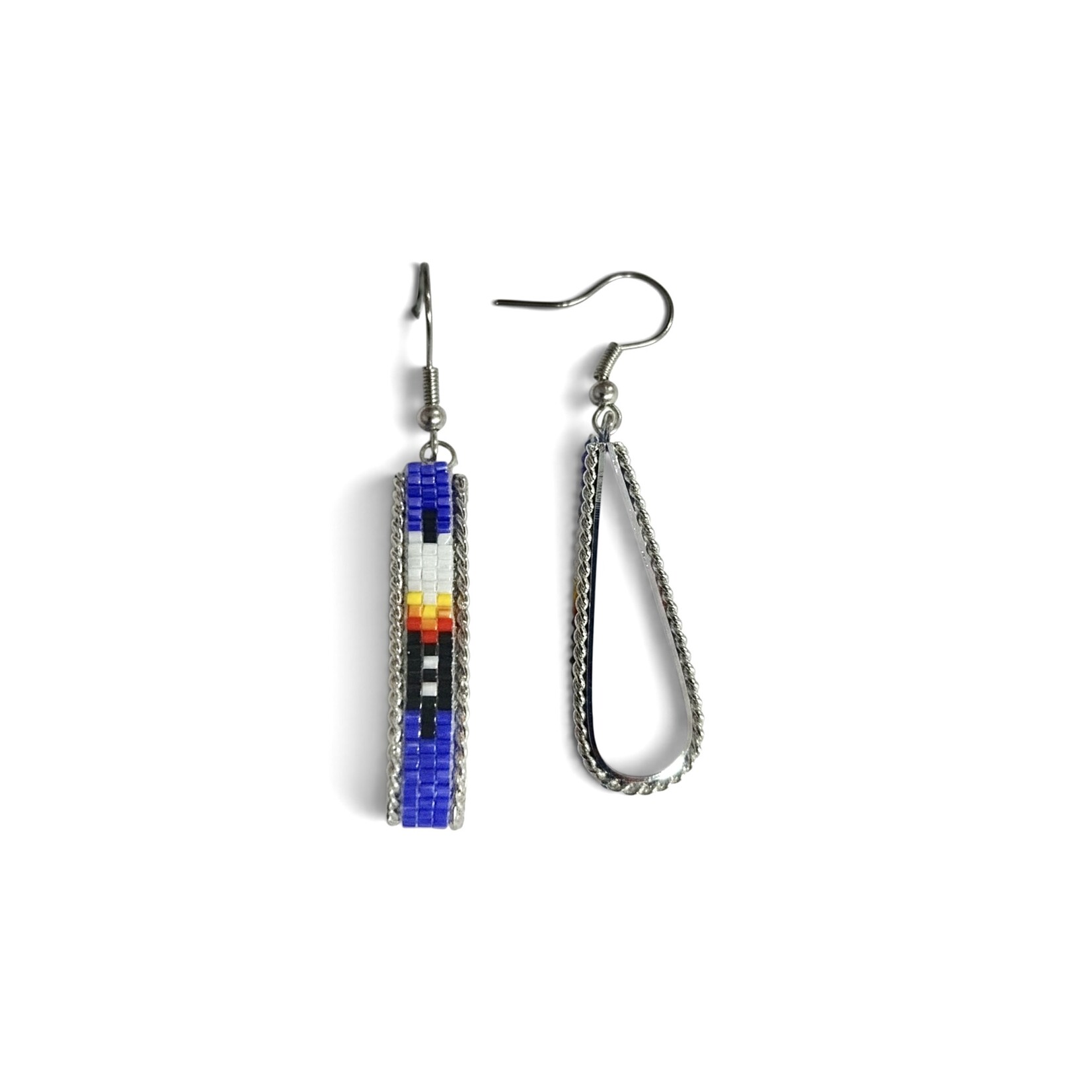 INLAY BEADED  DANGLE  HOOP EARRINGS