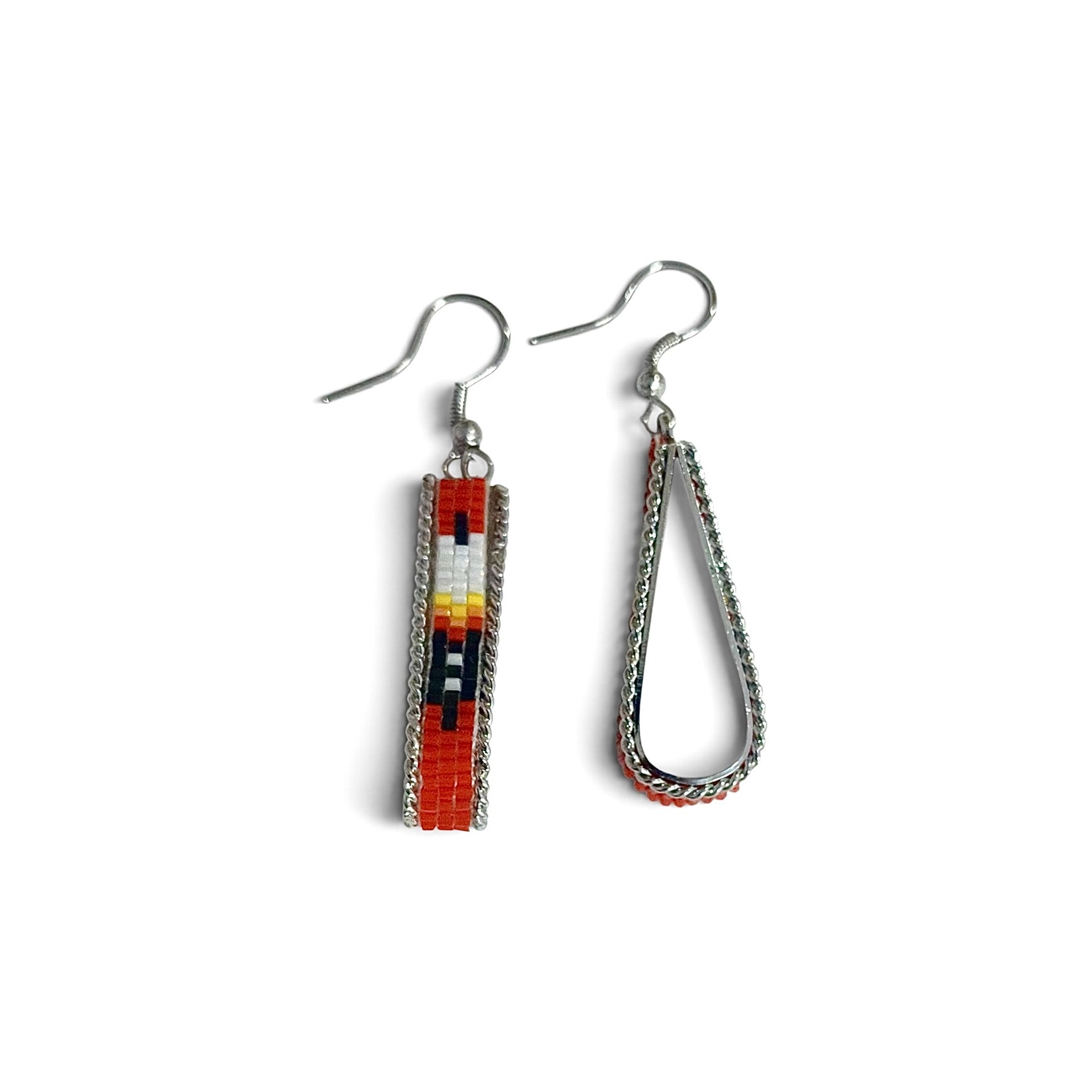 INLAY BEADED  DANGLE  HOOP EARRINGS