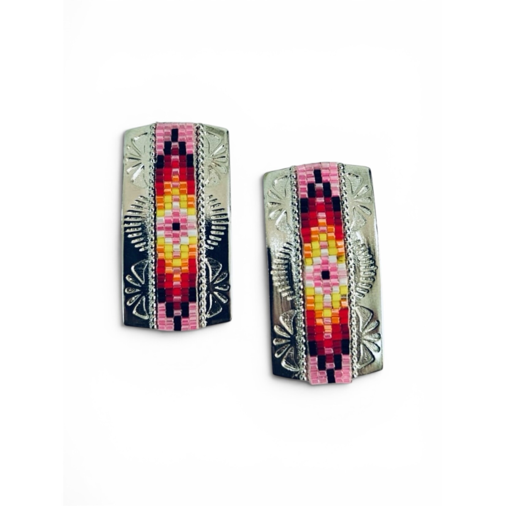 STAMPED INLAY STUD EARRINGS