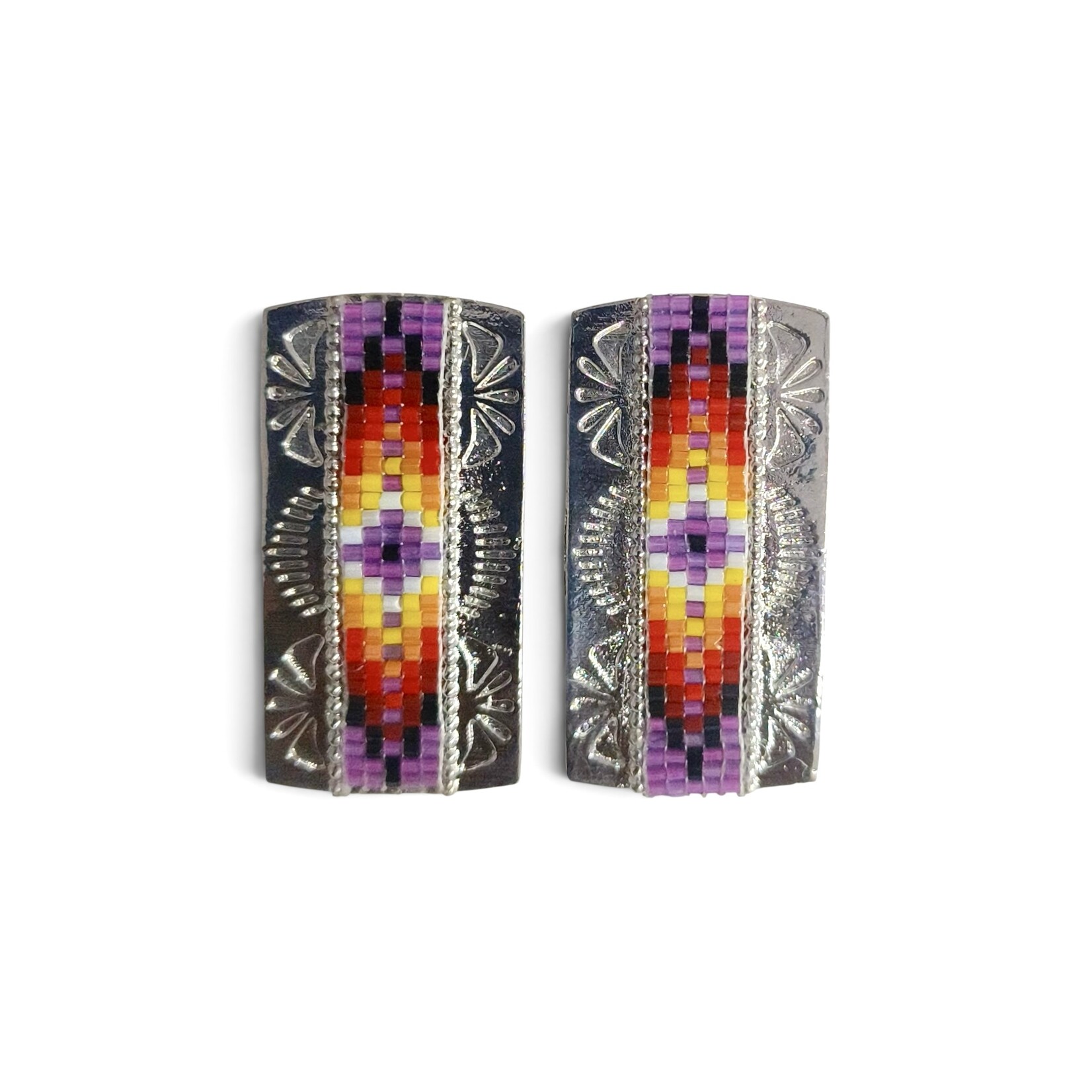 STAMPED INLAY STUD EARRINGS