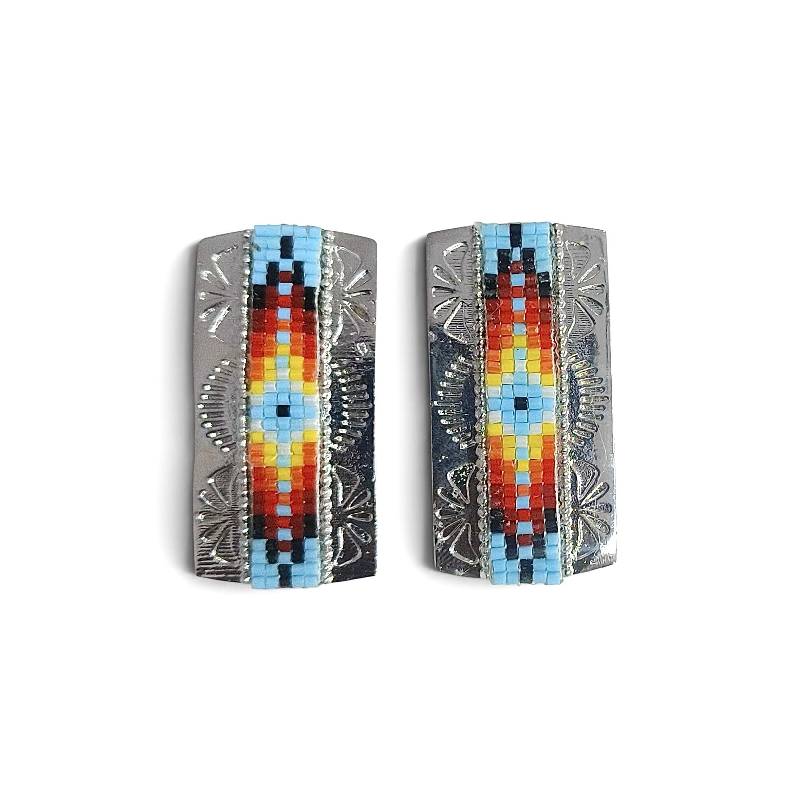 STAMPED INLAY STUD EARRINGS