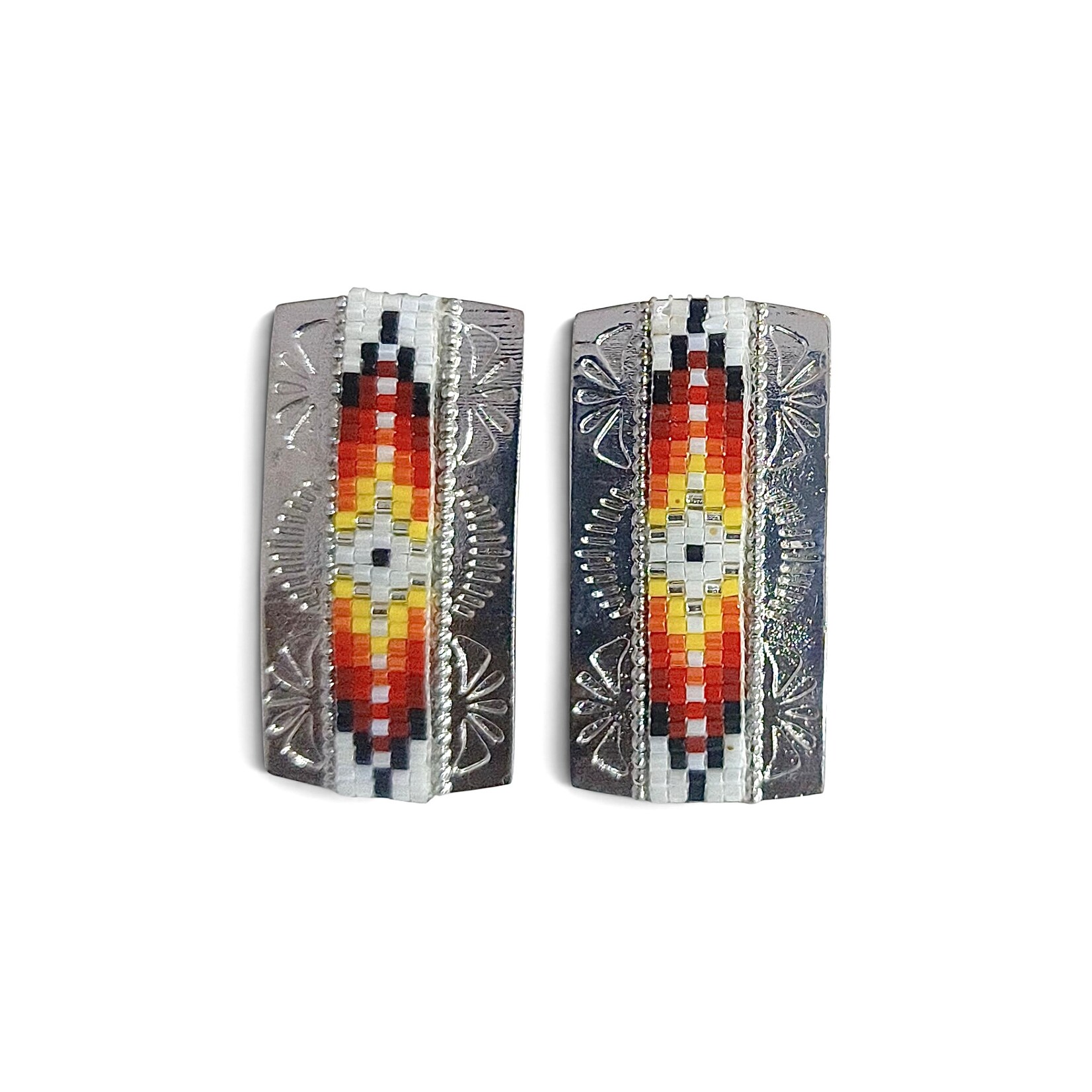STAMPED INLAY STUD EARRINGS