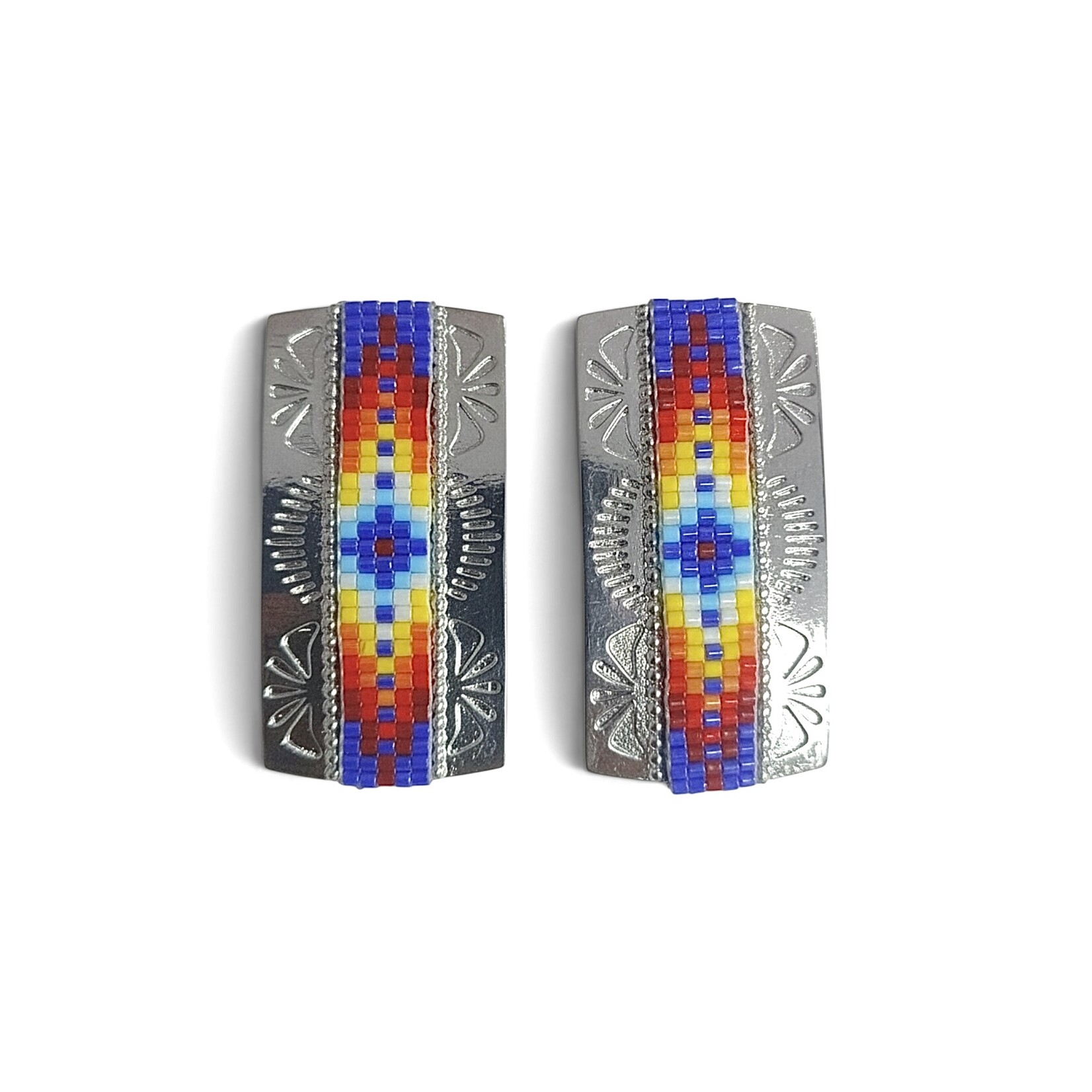 STAMPED INLAY STUD EARRINGS