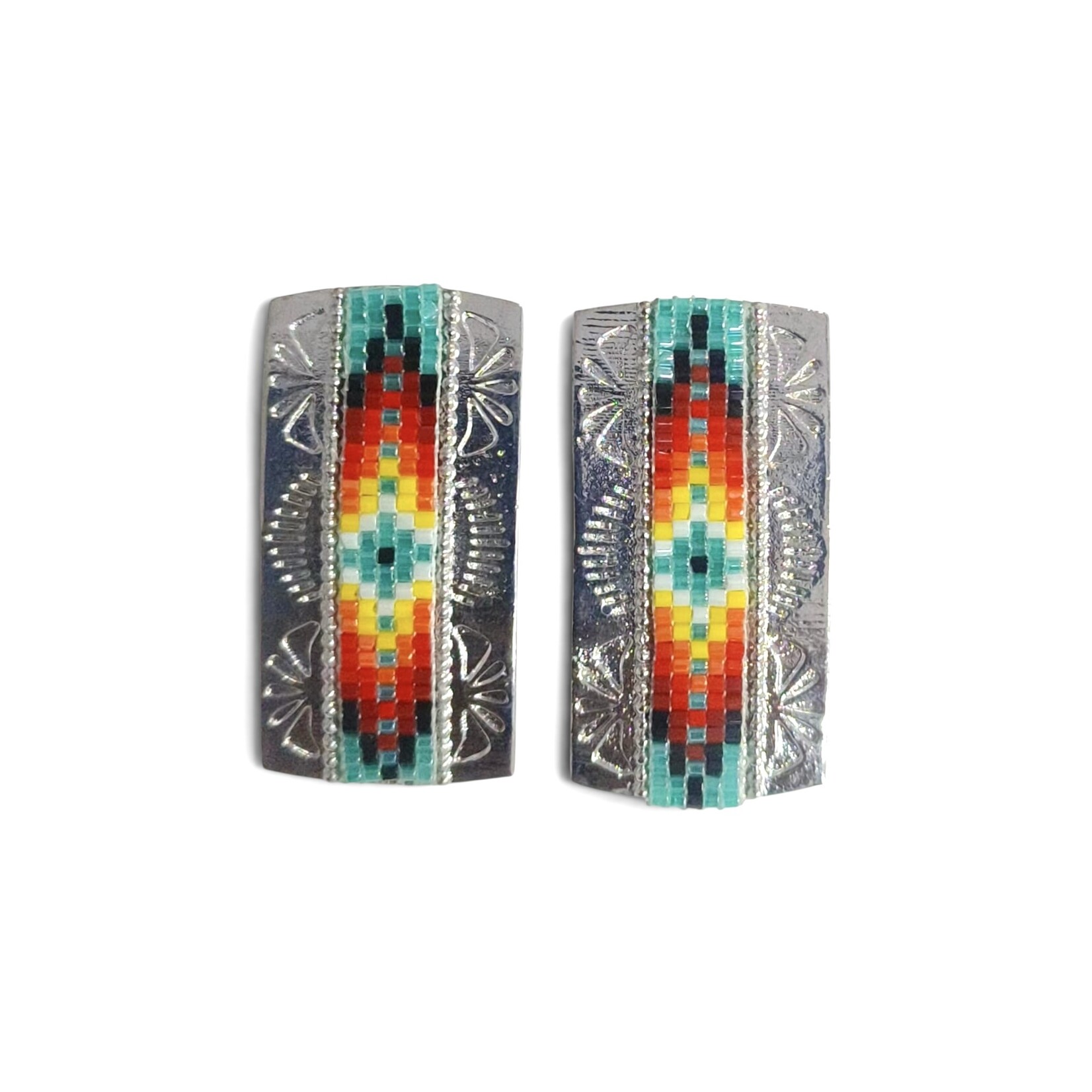 STAMPED INLAY STUD EARRINGS