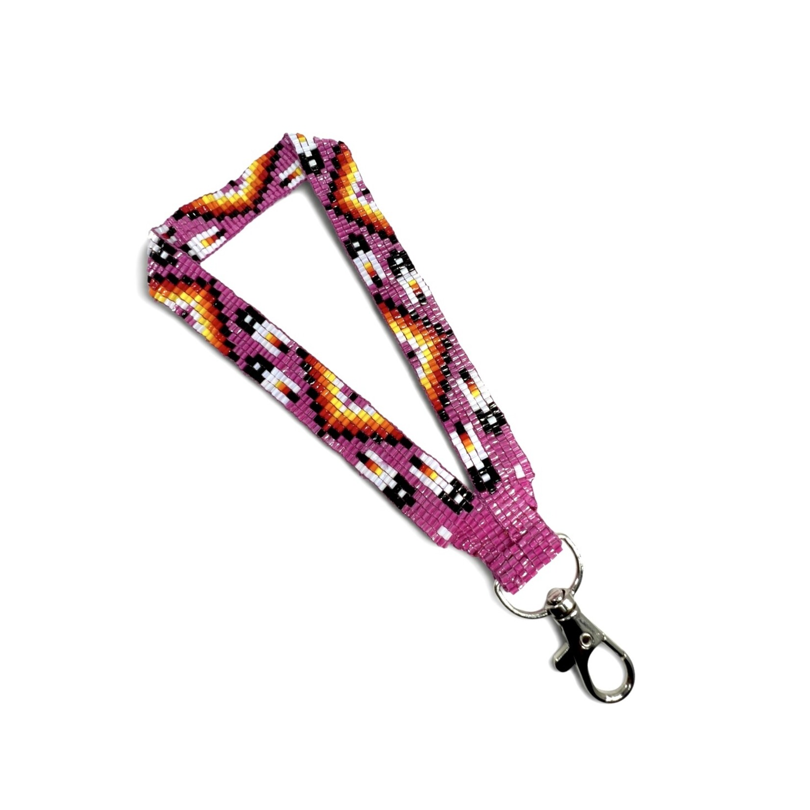 LOOMED WRIST LANYARD-MANY FEATHERS