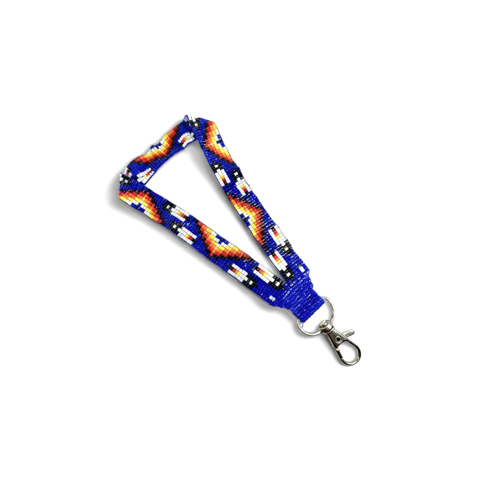 LOOMED WRIST LANYARD-MANY FEATHERS