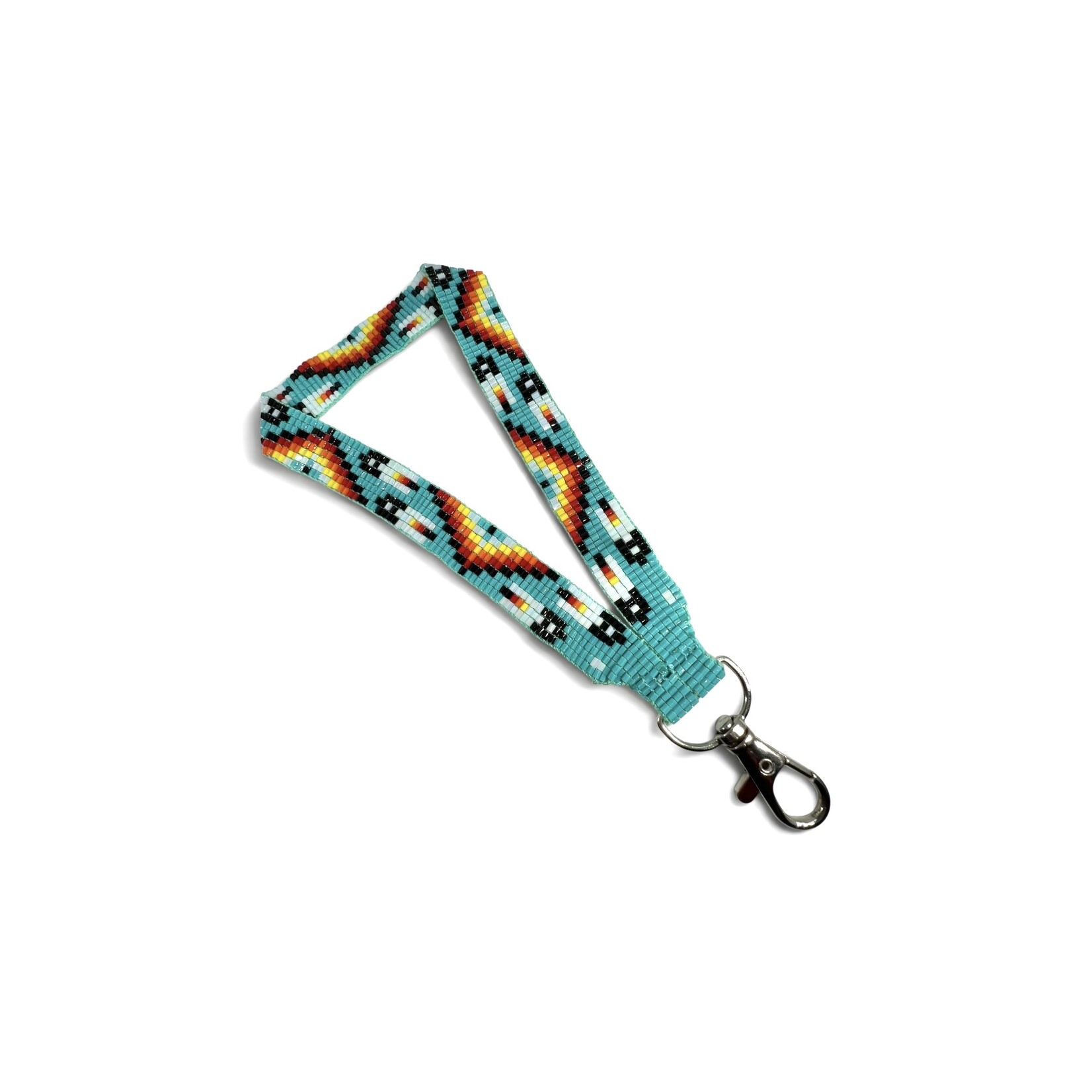 LOOMED WRIST LANYARD-MANY FEATHERS