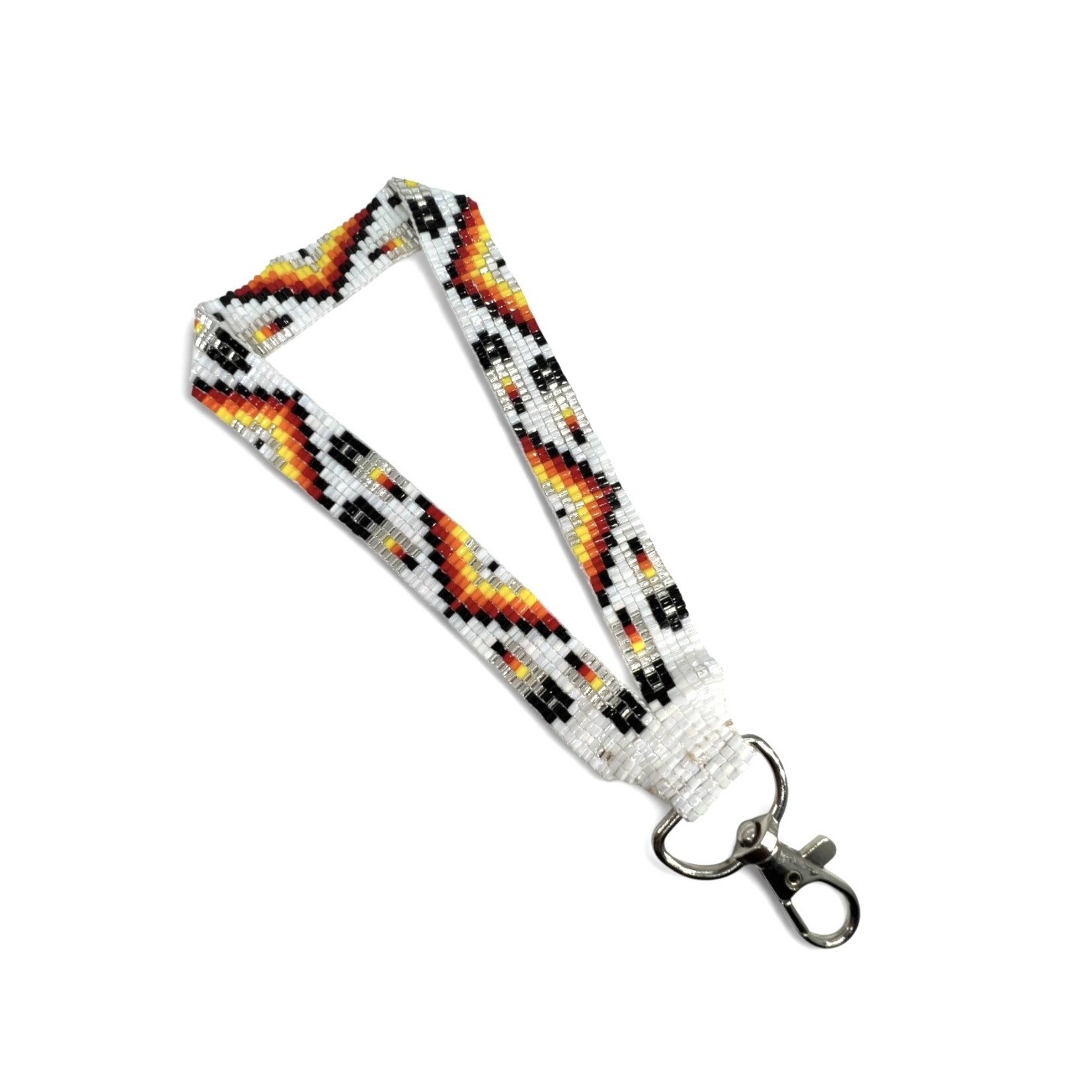 LOOMED WRIST LANYARD-MANY FEATHERS