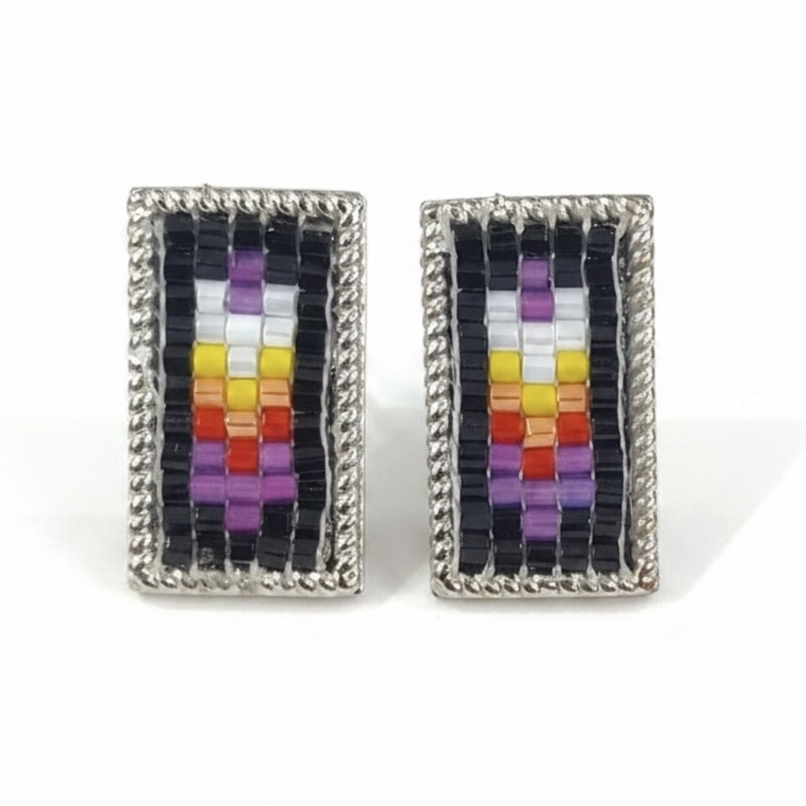 BEADED INLAY STUD EARRINGS