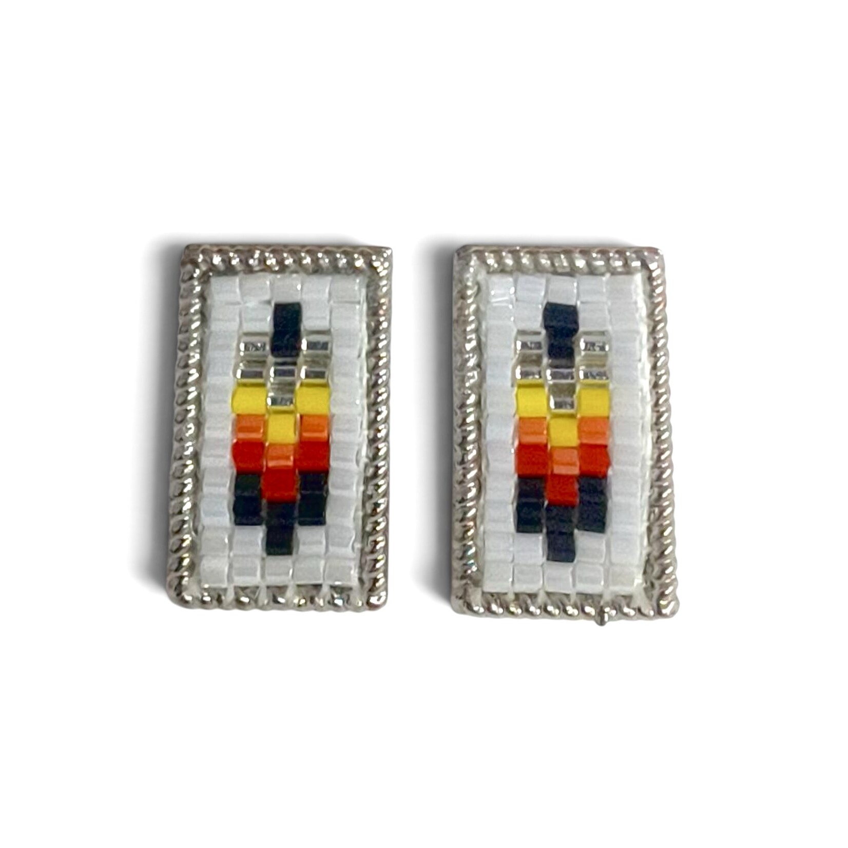 BEADED INLAY STUD EARRINGS