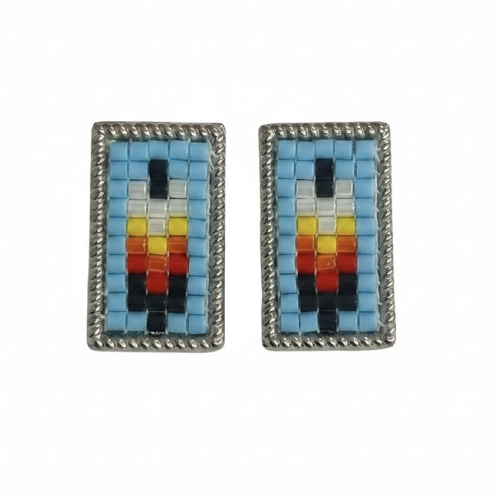 BEADED INLAY STUD EARRINGS