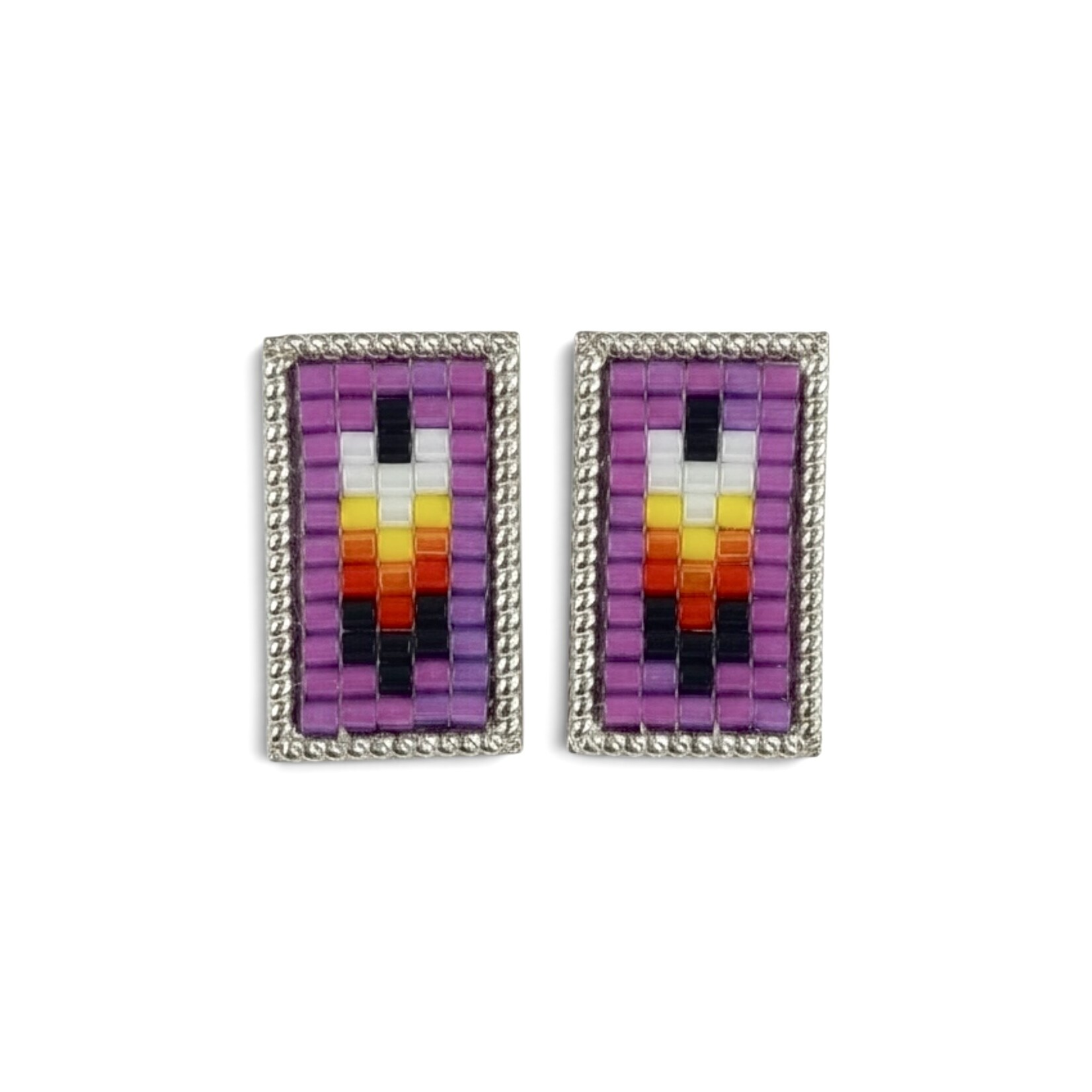 BEADED INLAY STUD EARRINGS