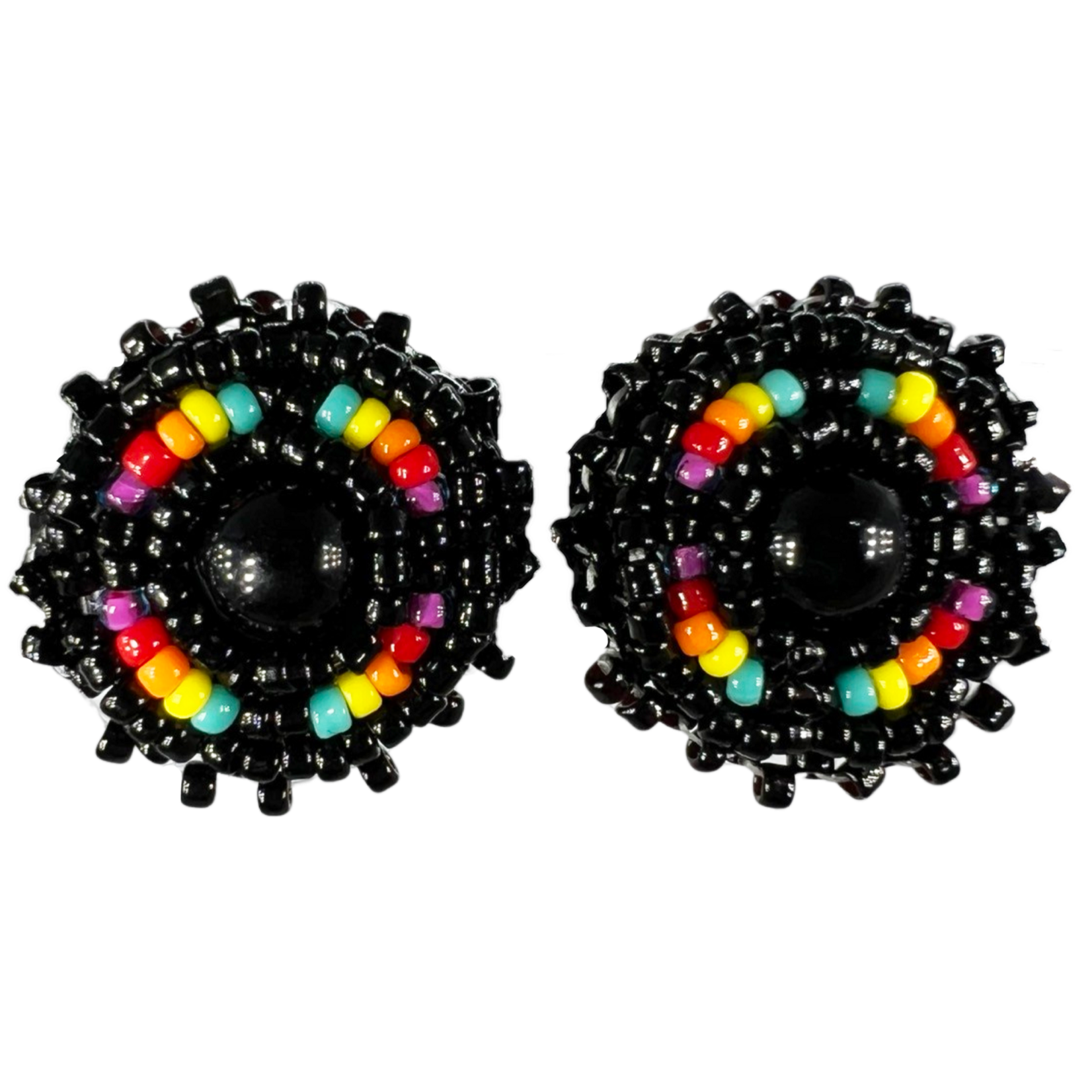 BEADED FLAT STUD EARRINGS