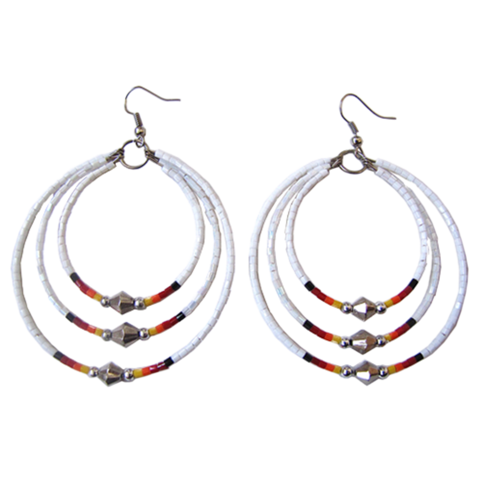 MEMORY WIRE CUT GLASS TRIPLE HOOP EARRINGS