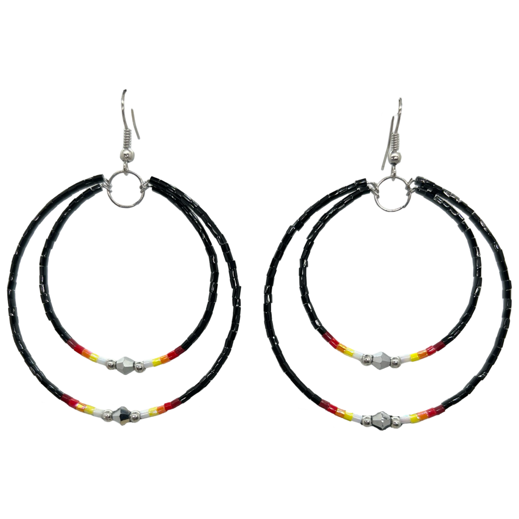 MEMORY WIRE CUT GLASS DOUBLE HOOP EARRINGS