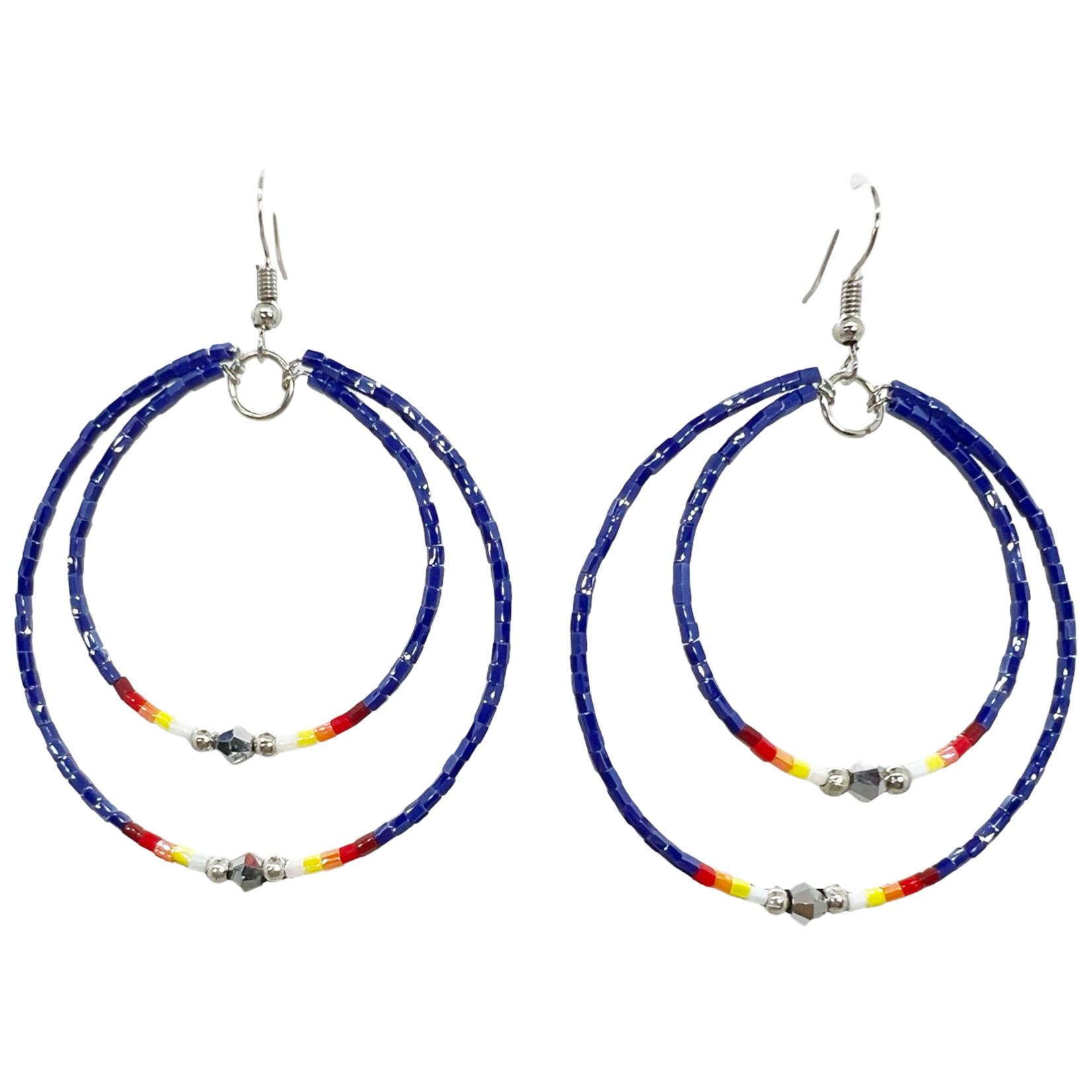 MEMORY WIRE CUT GLASS DOUBLE HOOP EARRINGS