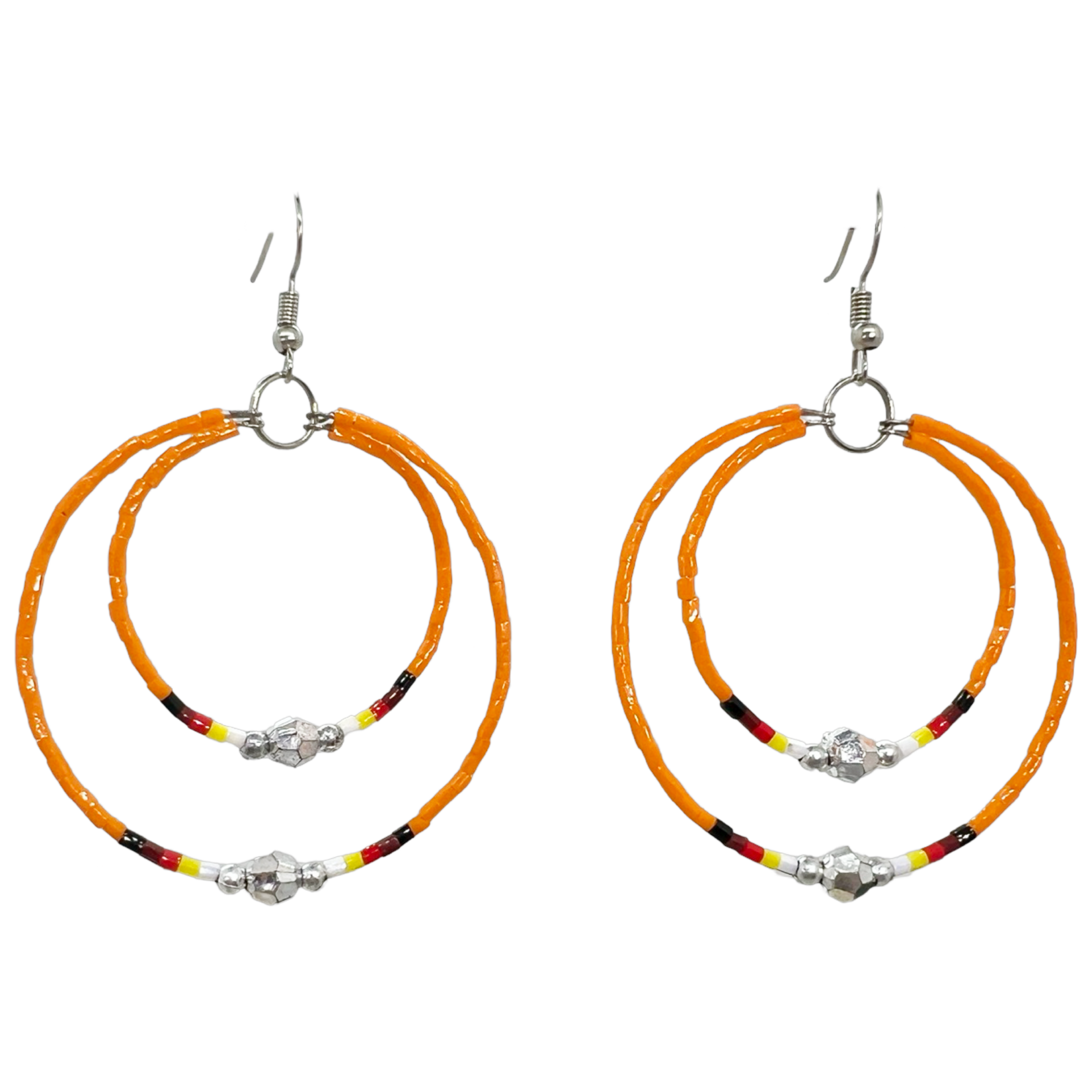 MEMORY WIRE CUT GLASS DOUBLE HOOP EARRINGS