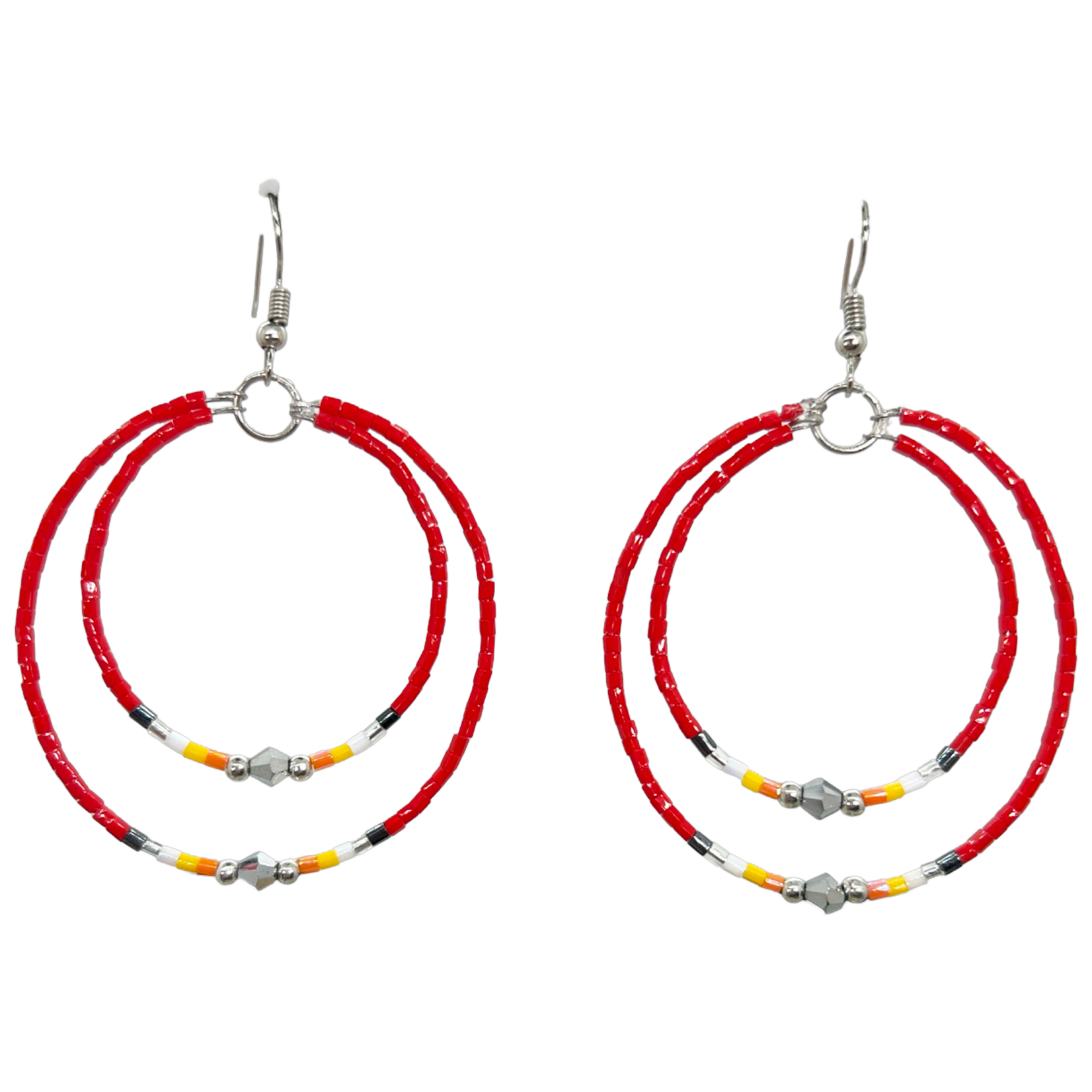 MEMORY WIRE CUT GLASS DOUBLE HOOP EARRINGS