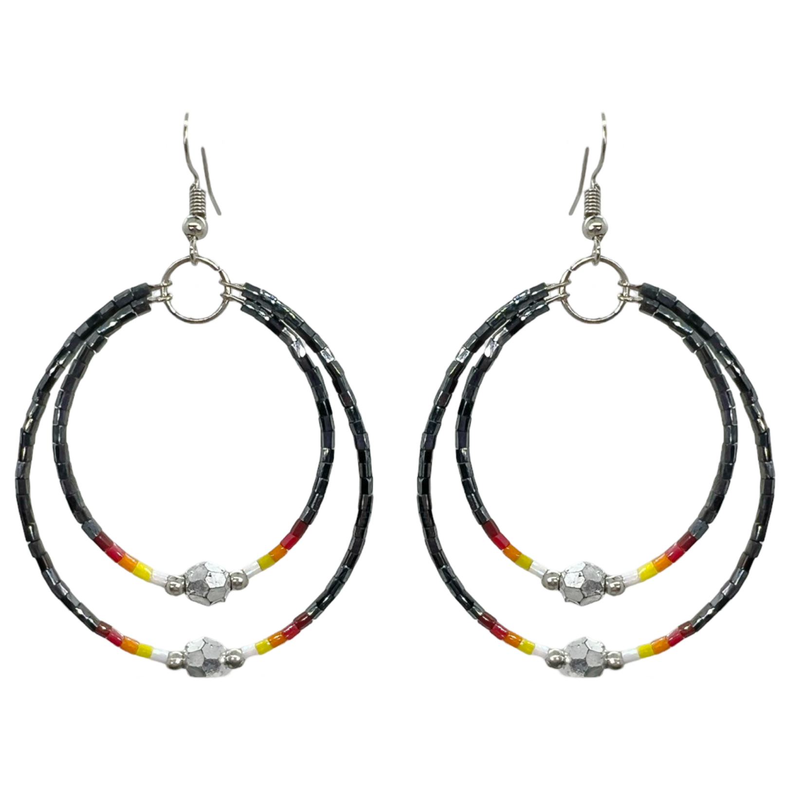 MEMORY WIRE CUT GLASS DOUBLE HOOP EARRINGS