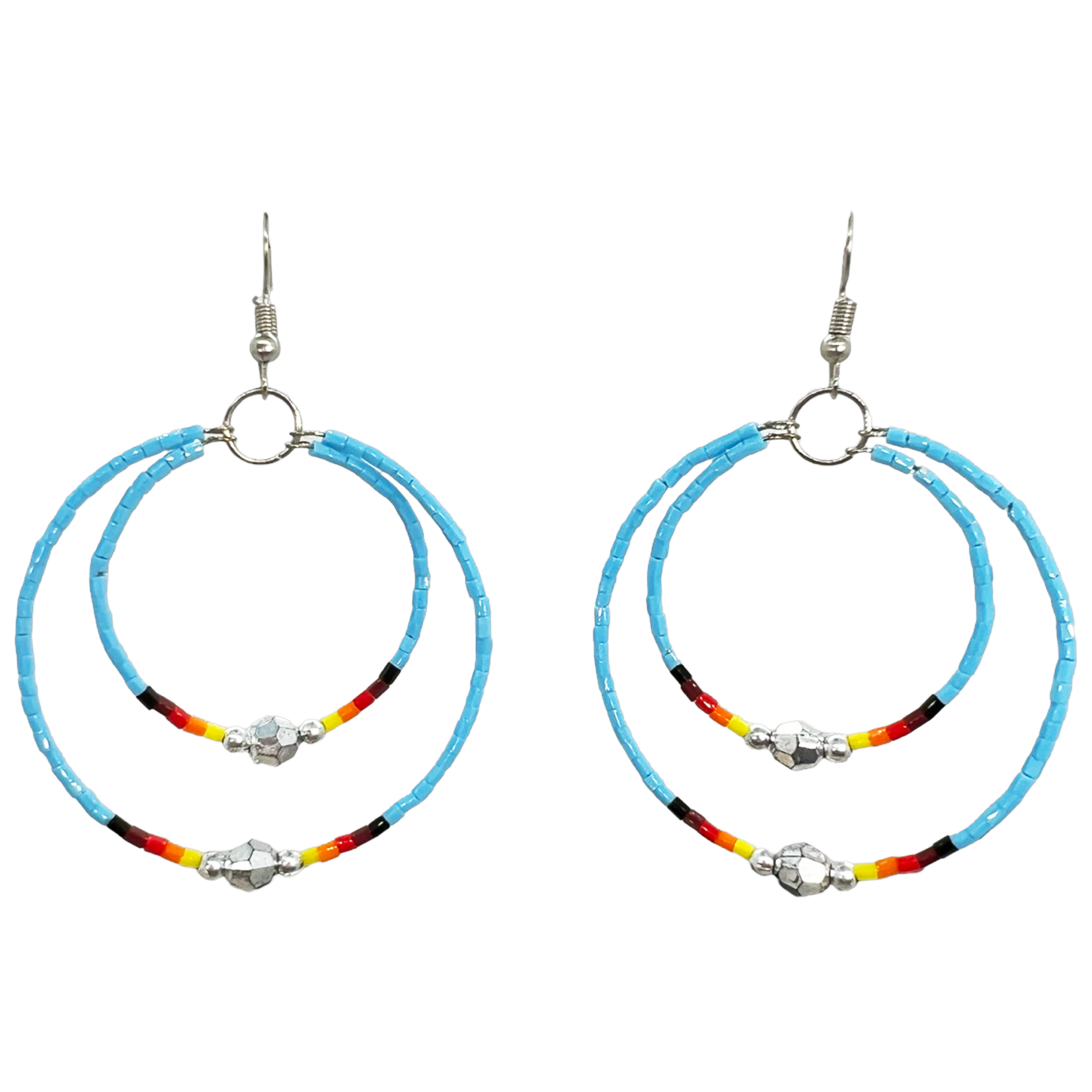 MEMORY WIRE CUT GLASS DOUBLE HOOP EARRINGS