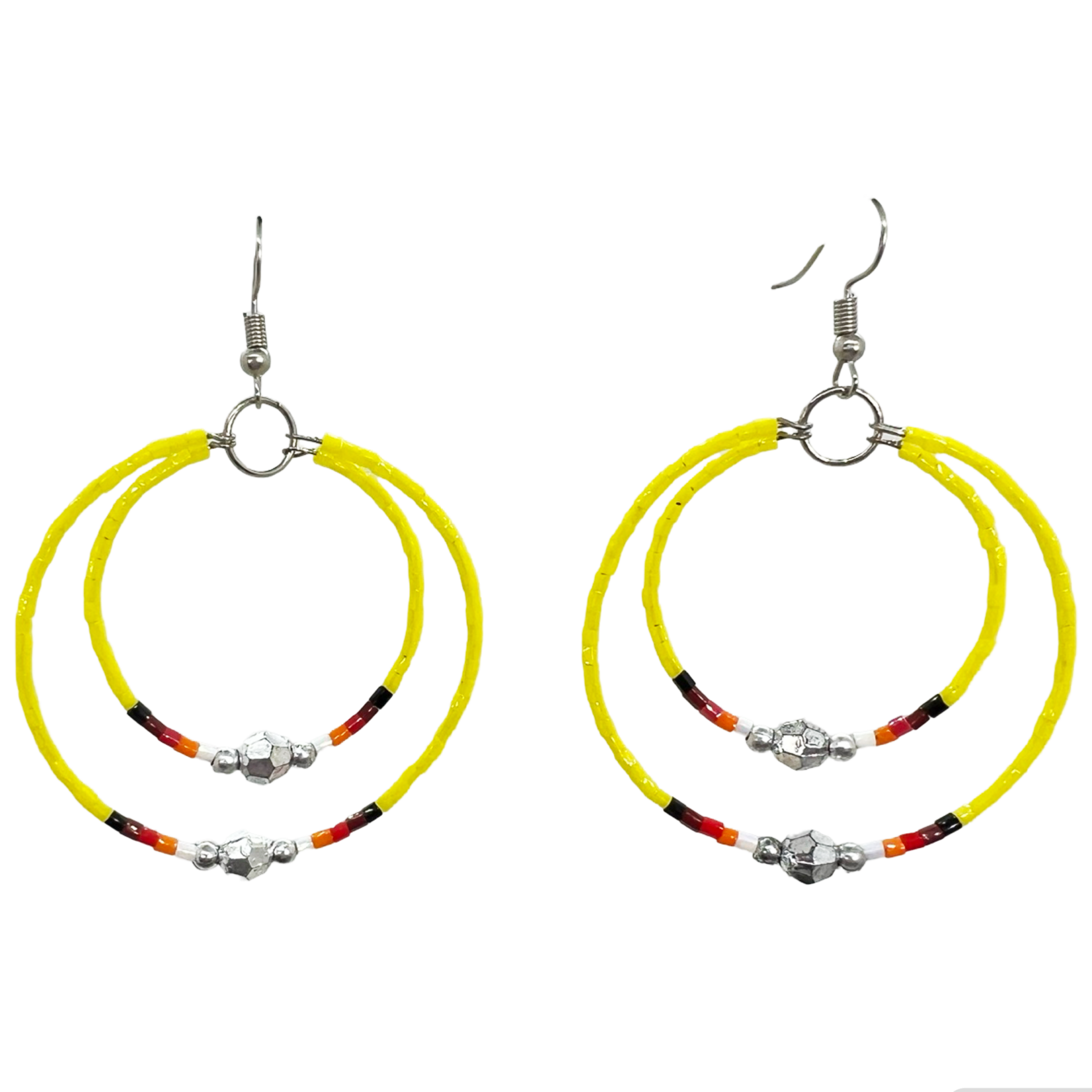 MEMORY WIRE CUT GLASS DOUBLE HOOP EARRINGS
