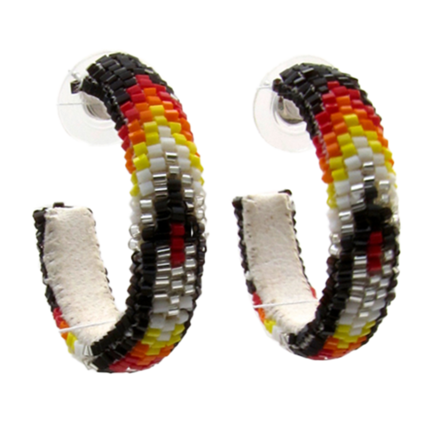 PEYOTE STITCH HOOP EARRINGS - FEATHER - 4CM