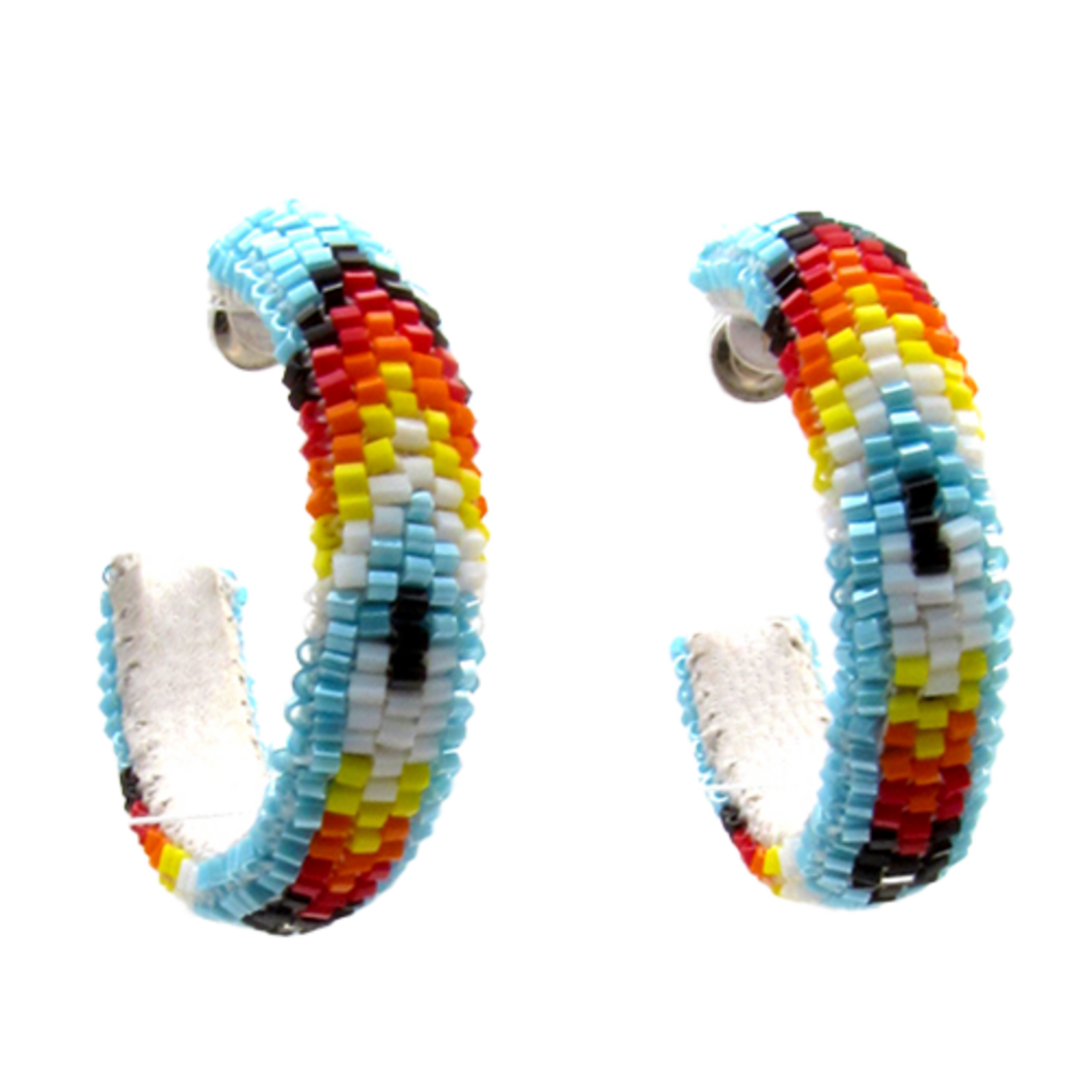 PEYOTE STITCH HOOP EARRINGS - FEATHER - 4CM