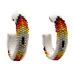 PEYOTE STITCH HOOP EARRINGS - FEATHER - 4CM