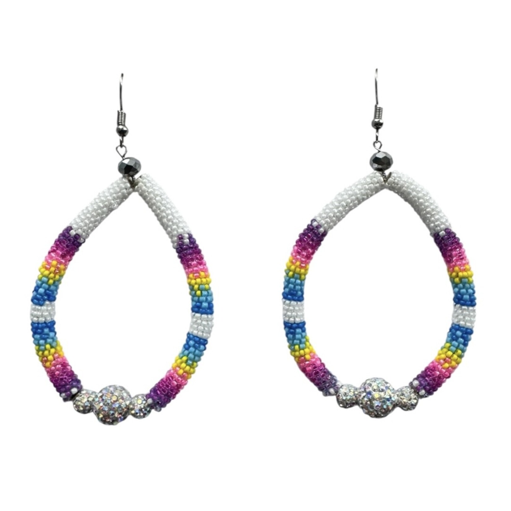 HOOP EARRINGS WITH SEED BEADS AND SHAMBHALLA BEADS