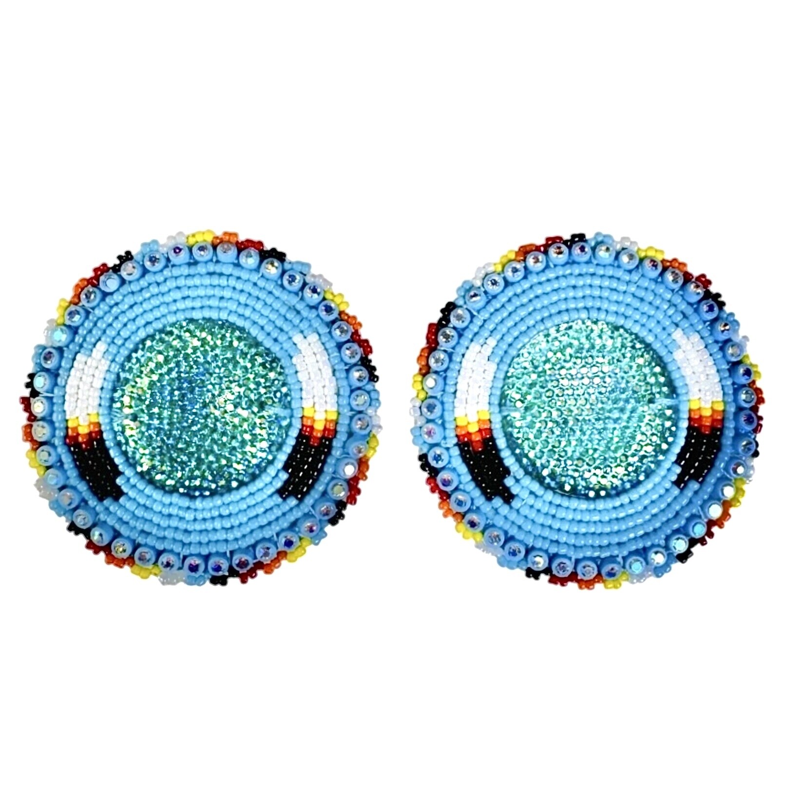 GLAM EARRING - FEATHER ROUND