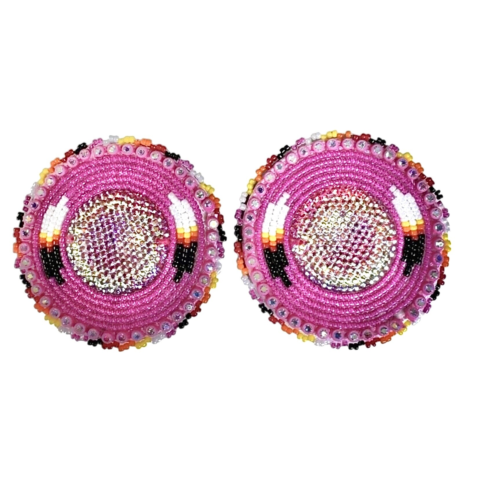 GLAM EARRING - FEATHER ROUND