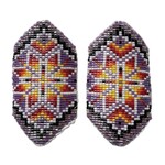 CUT GLASS LOOMED EARRINGS - STAR