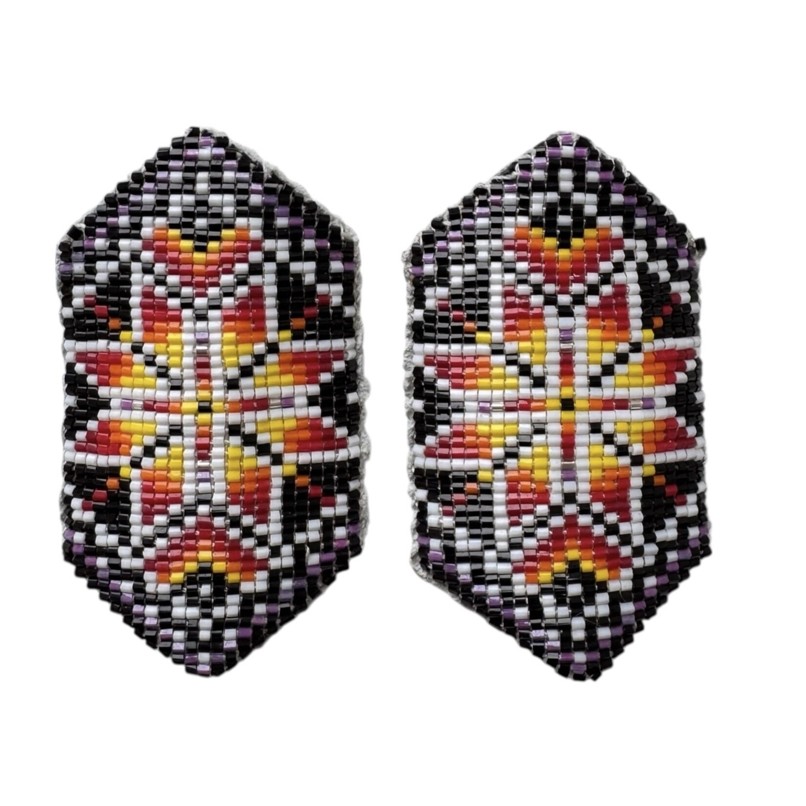 CUT GLASS LOOMED EARRINGS - STAR