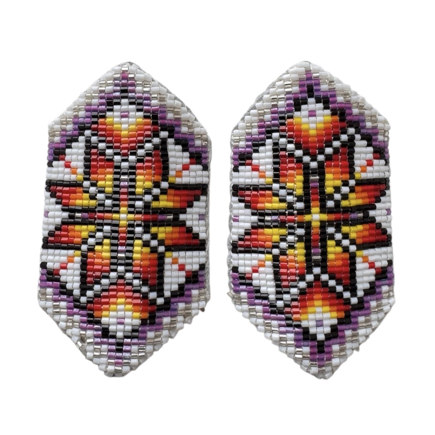 CUT GLASS LOOMED EARRINGS - STAR