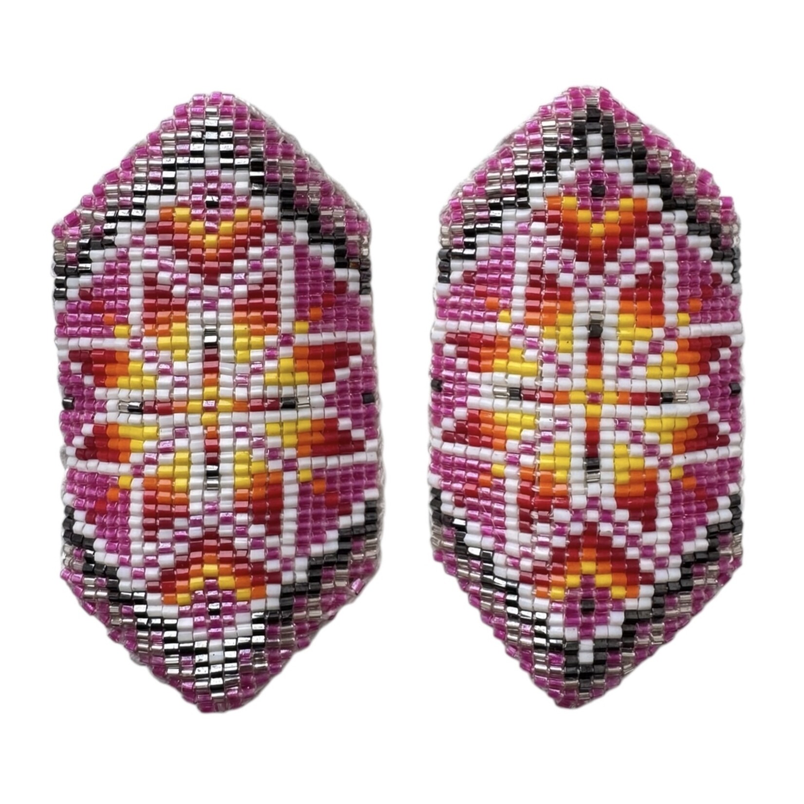 CUT GLASS LOOMED EARRINGS - STAR