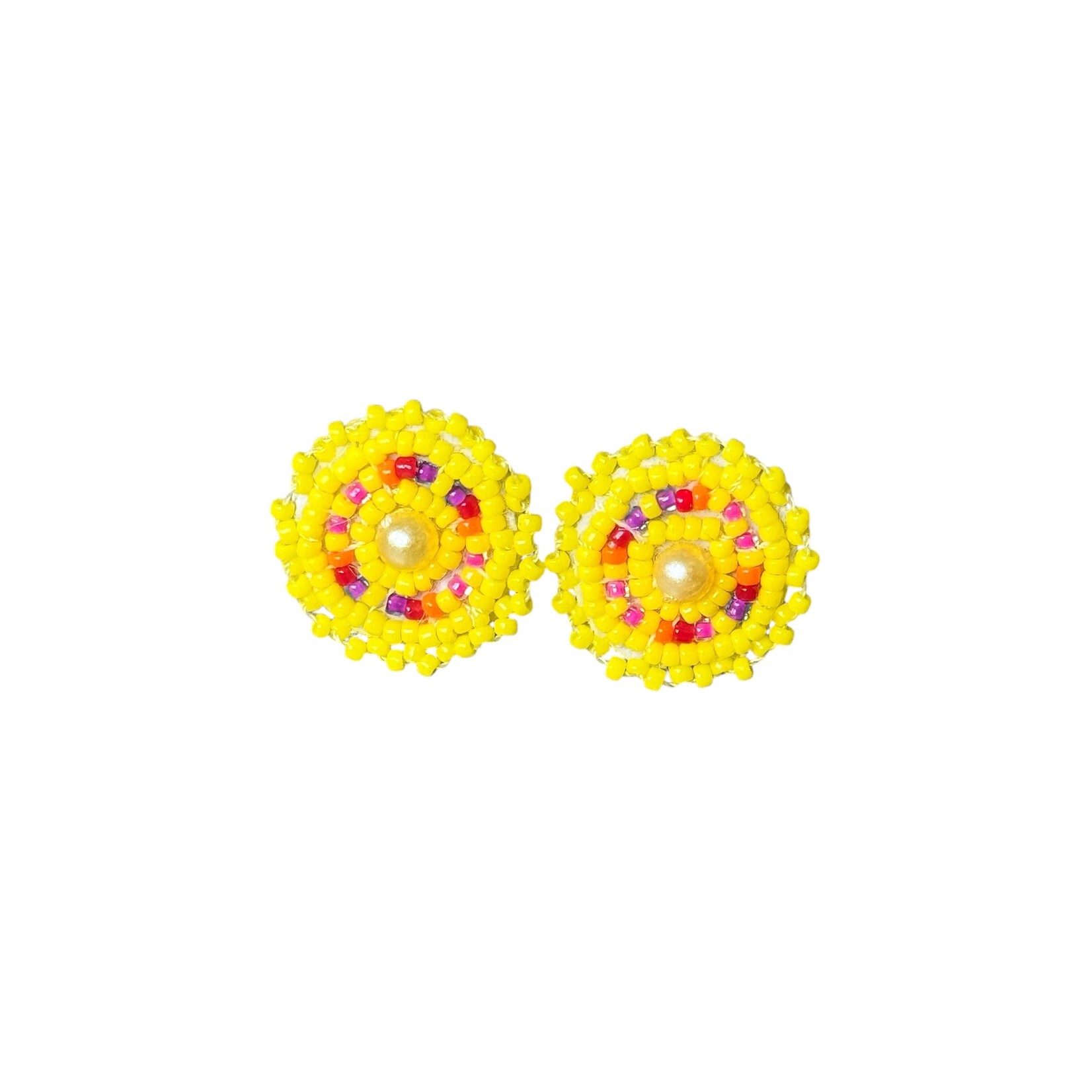BEADED FLAT STUD EARRINGS