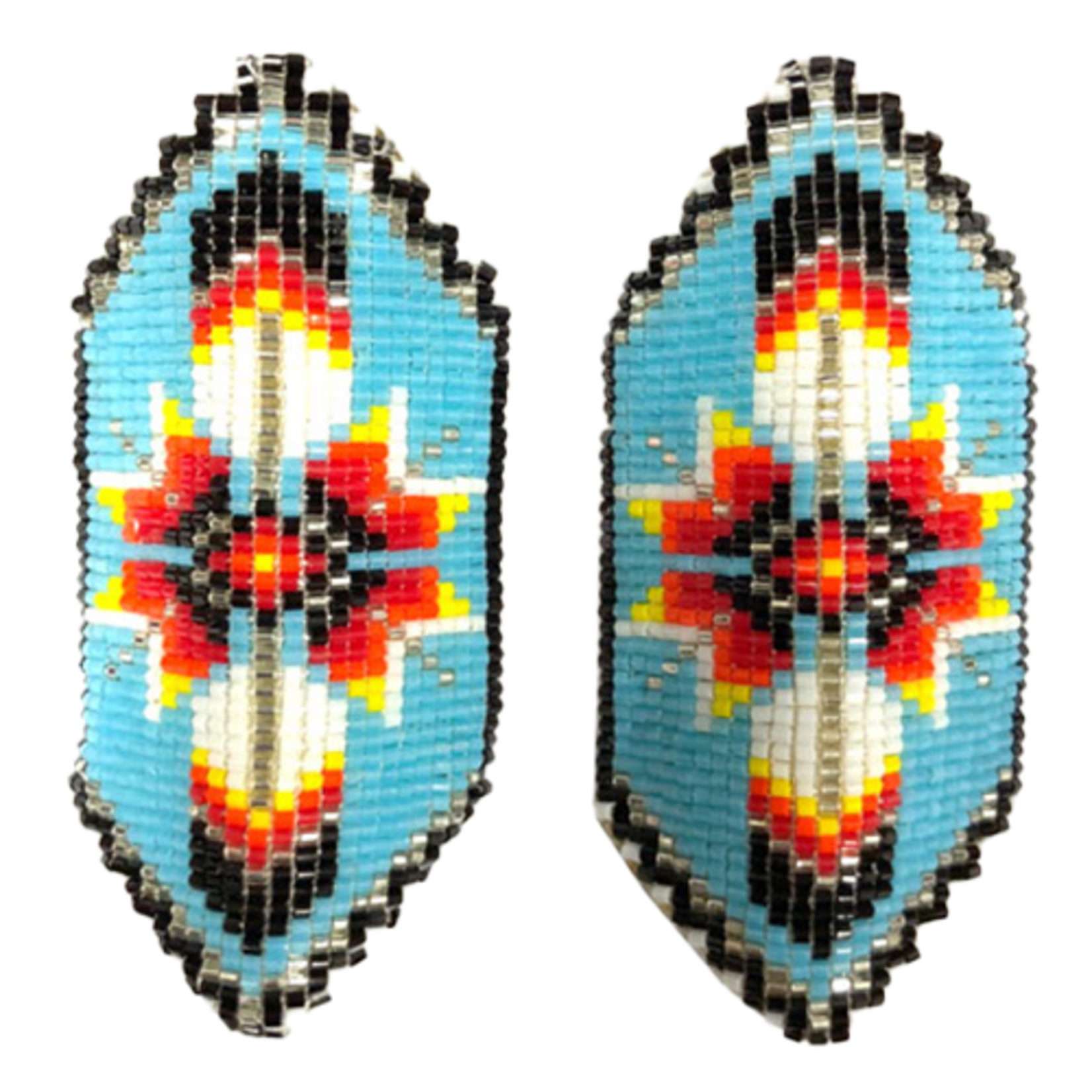 CUT GLASS LOOMED EARRINGS - STAR AND FEATHERS