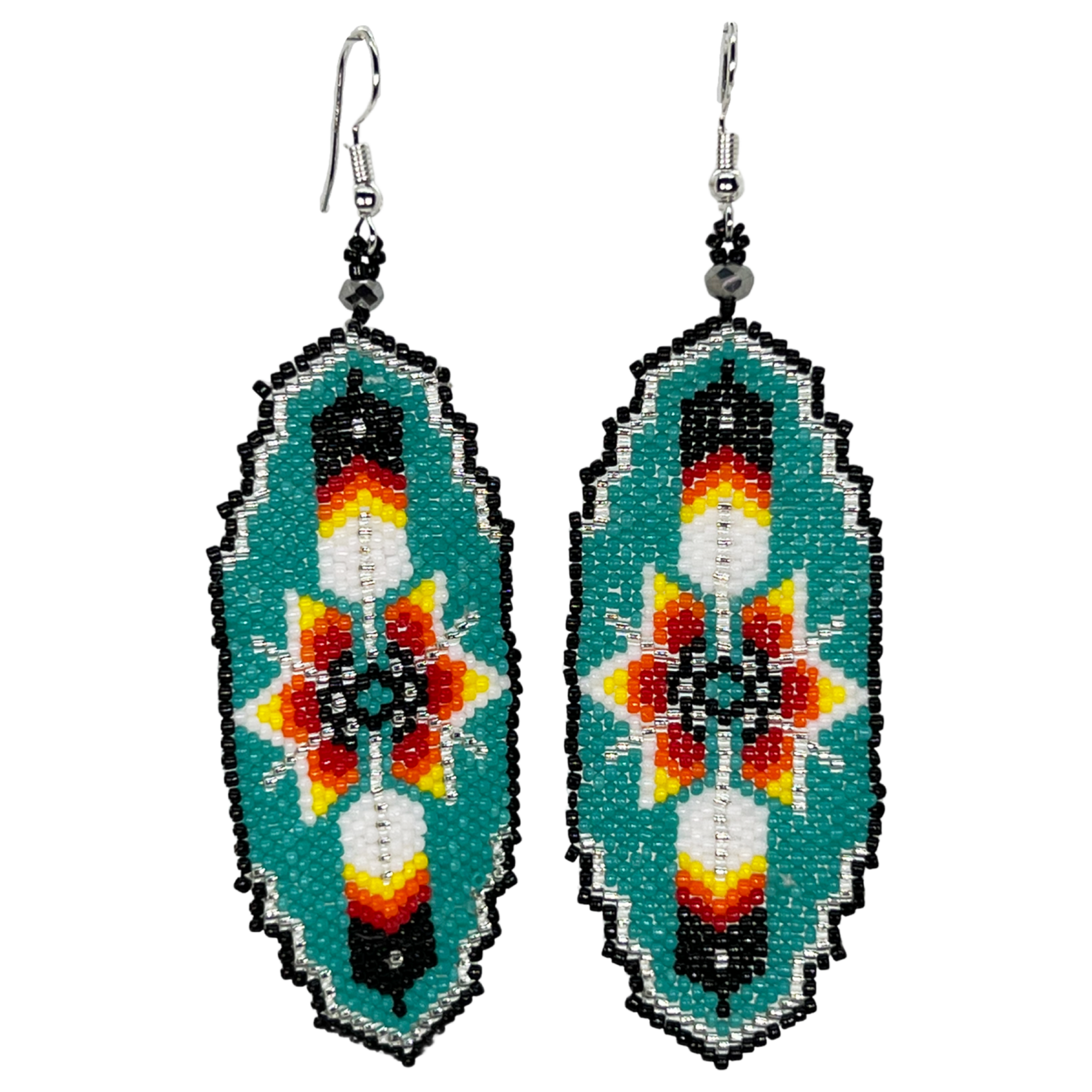 PEYOTE STITCH EARRING - FEATHER & STAR