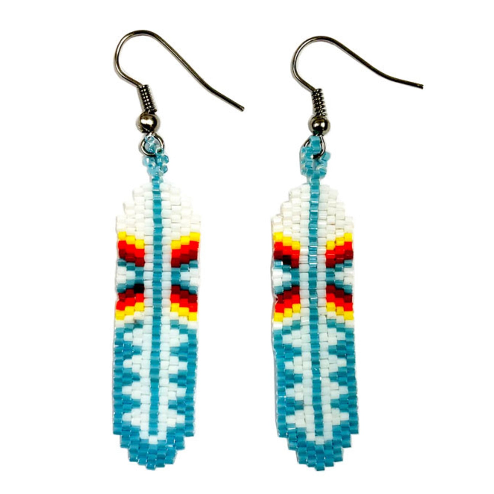 BRICK STITCH EARRING - LONG FEATHER