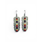 HAND BEADED INLAY FEATHER DANGLE EARRING