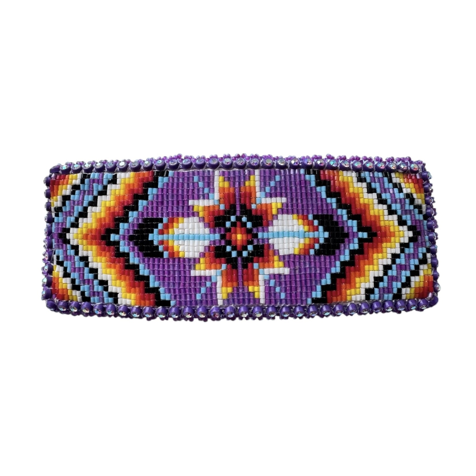 CUT GLASS BARRETTE - 25 ROWS - STAR AND FEATHERS