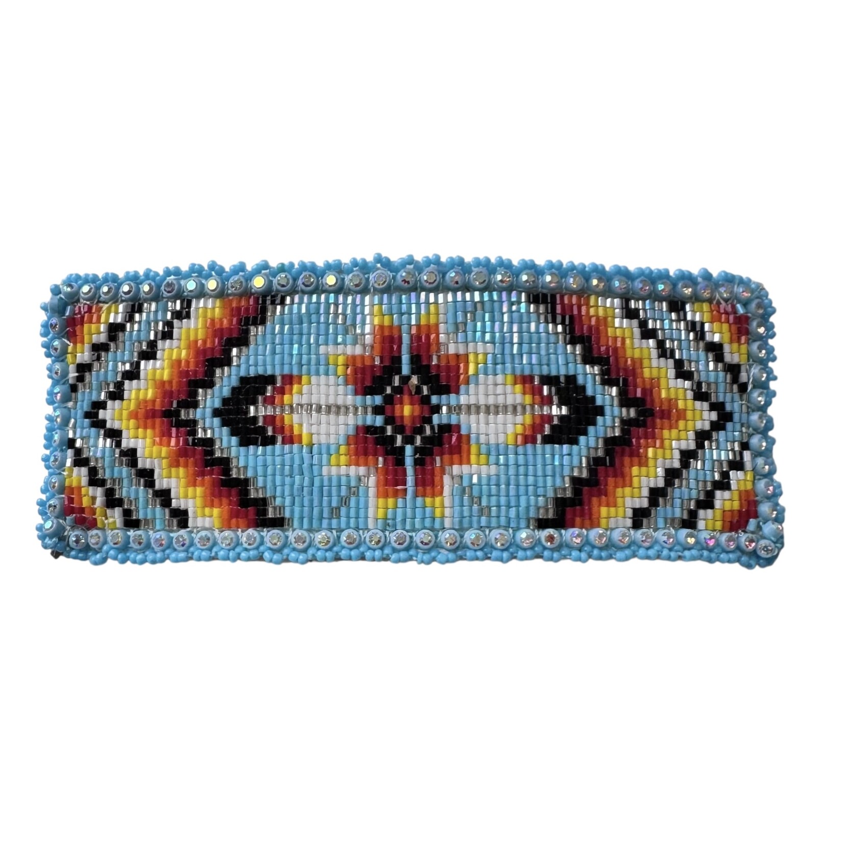 CUT GLASS BARRETTE - 25 ROWS - STAR AND FEATHERS